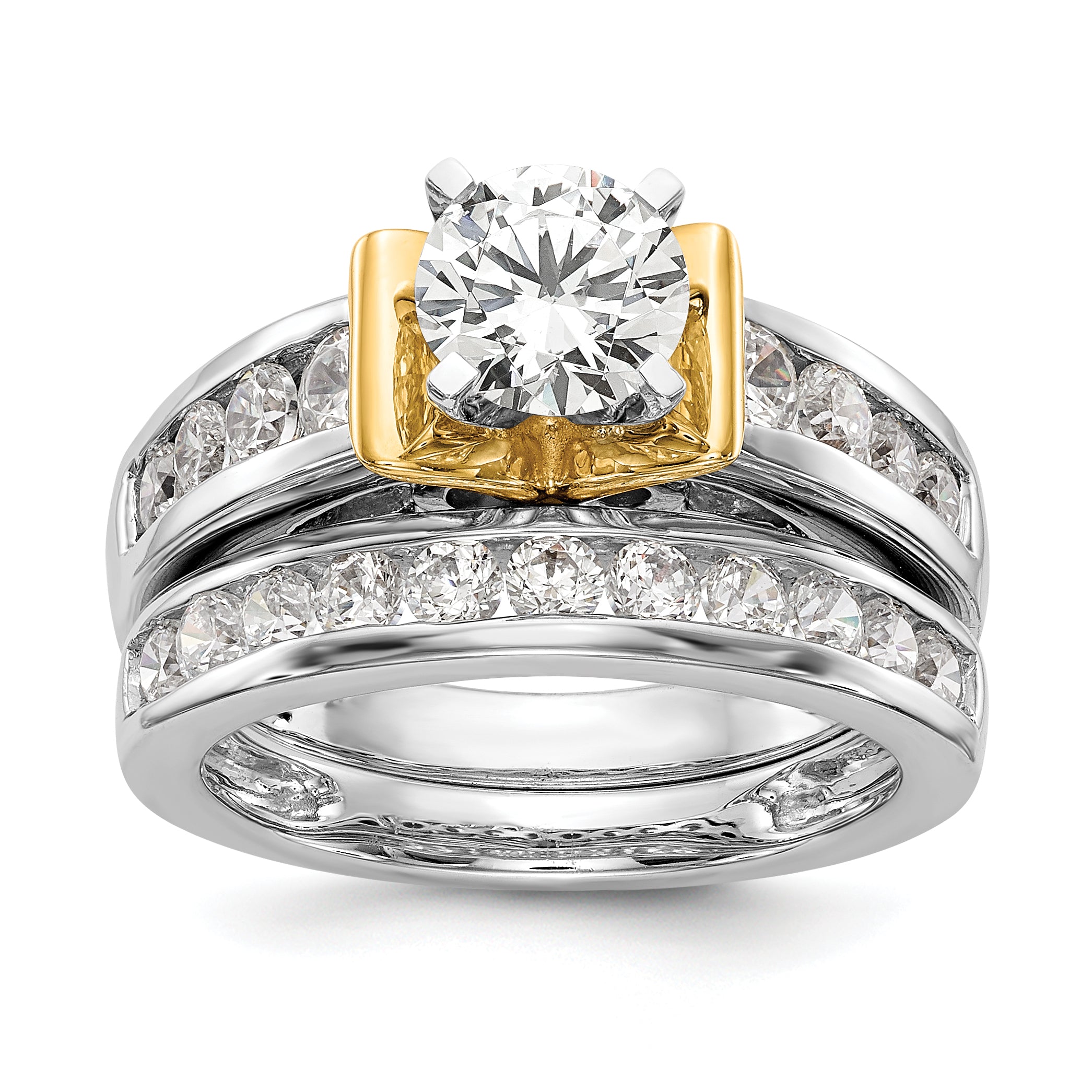 14k Two Tone 5/8 carat Lab Grown Diamond VS/SI+ G+ Semi Mount Peg Set Engagement Ring