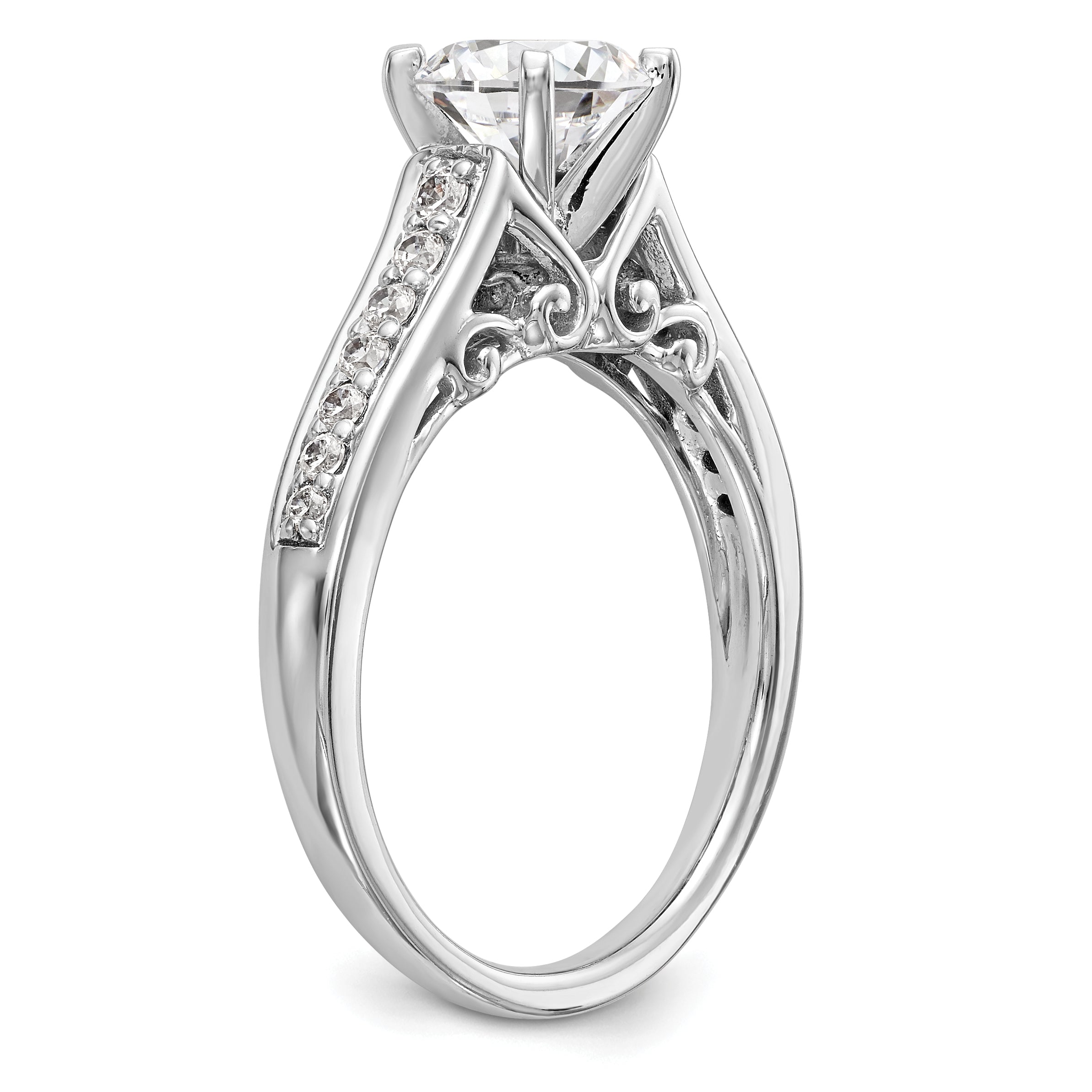 14k White Gold 1/5 carat Lab Grown Diamond VS/SI+ G+ Semi-Mount Pet Set Engagement Ring