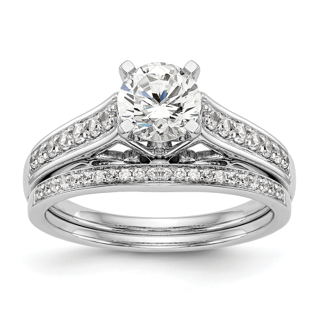 14k White Gold 1/5 carat Lab Grown Diamond VS/SI+ G+ Semi-Mount Pet Set Engagement Ring