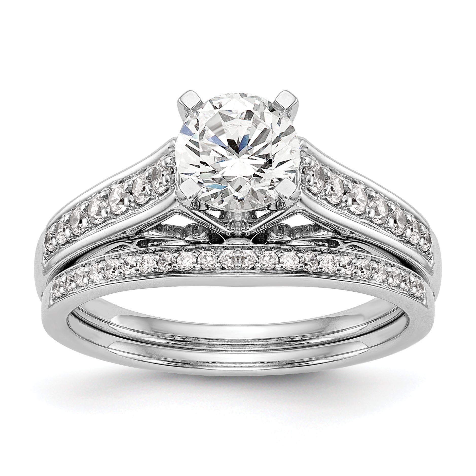 14k White Gold 1/5 carat Lab Grown Diamond VS/SI+ G+ Semi-Mount Pet Set Engagement Ring