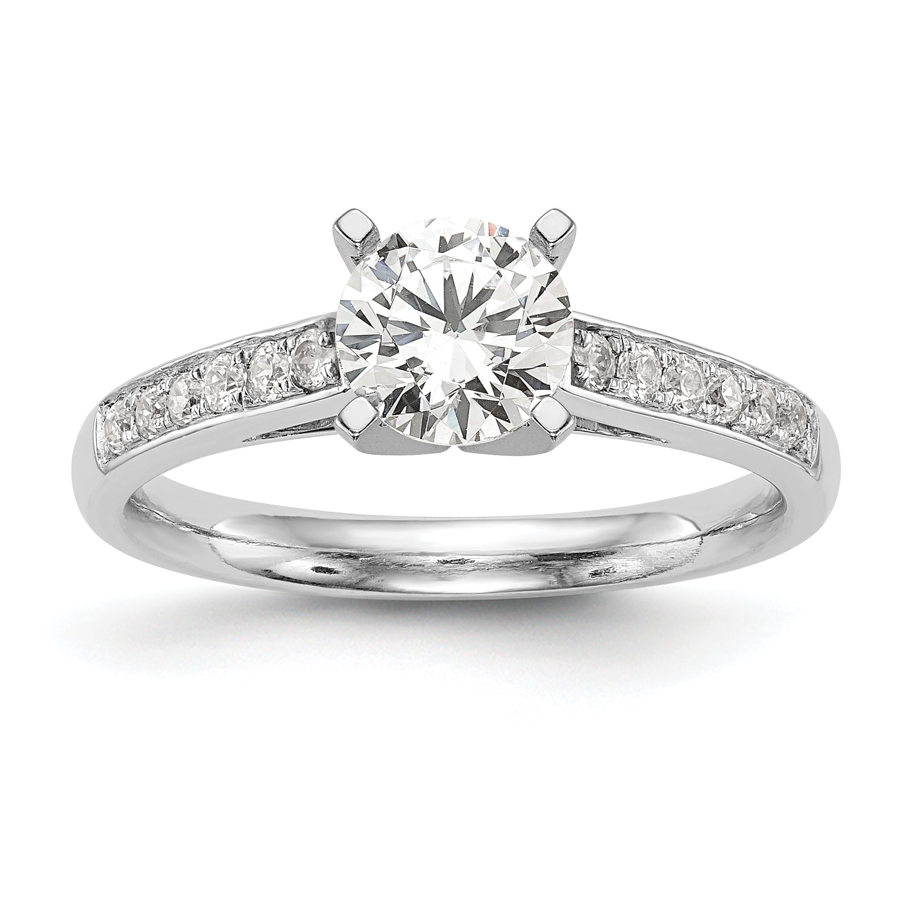 14k White Gold 1/4 carat Lab Grown Diamond VS/SI+ G+ Semi-Mount Peg Set Engagement Ring Main image