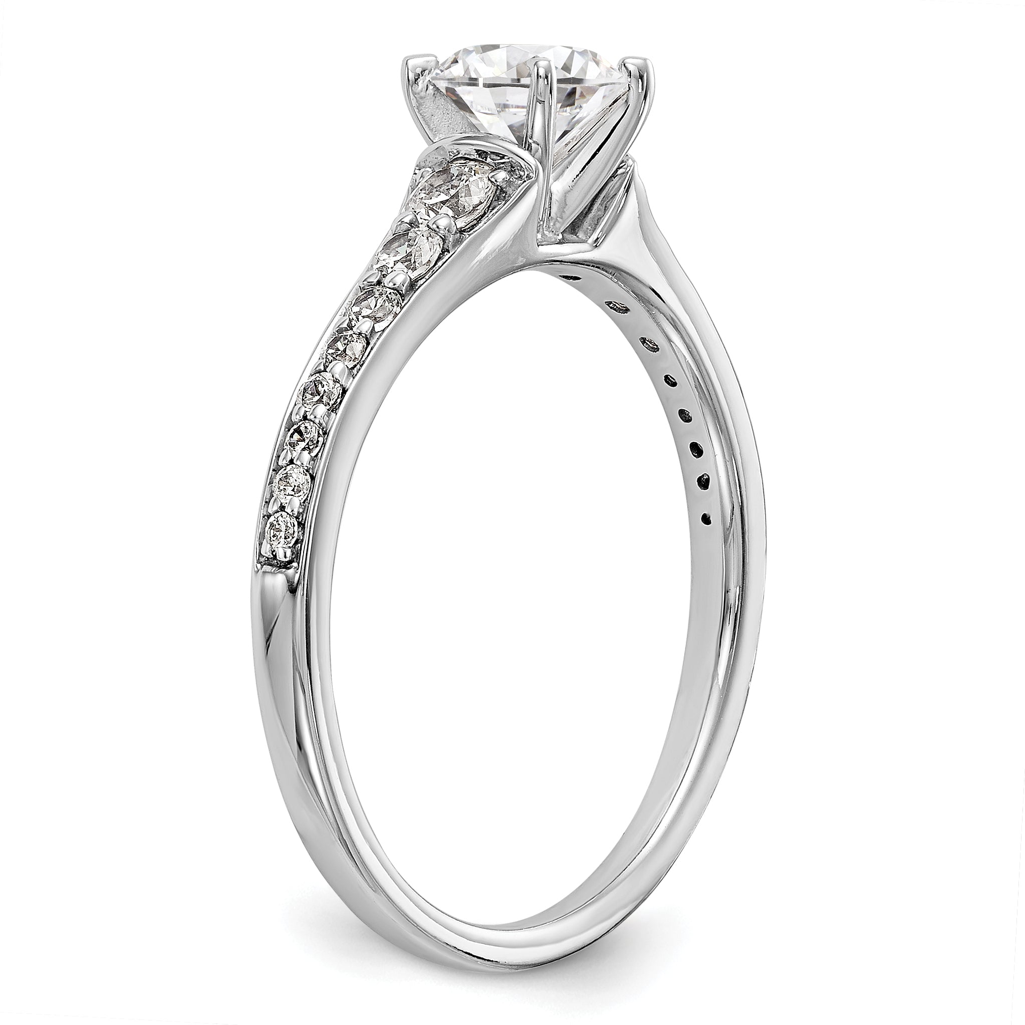 14k White Gold 1/3 carat Lab Grown Diamond VS/SI+ G+ Semi Mount Peg Set Engagement Ring