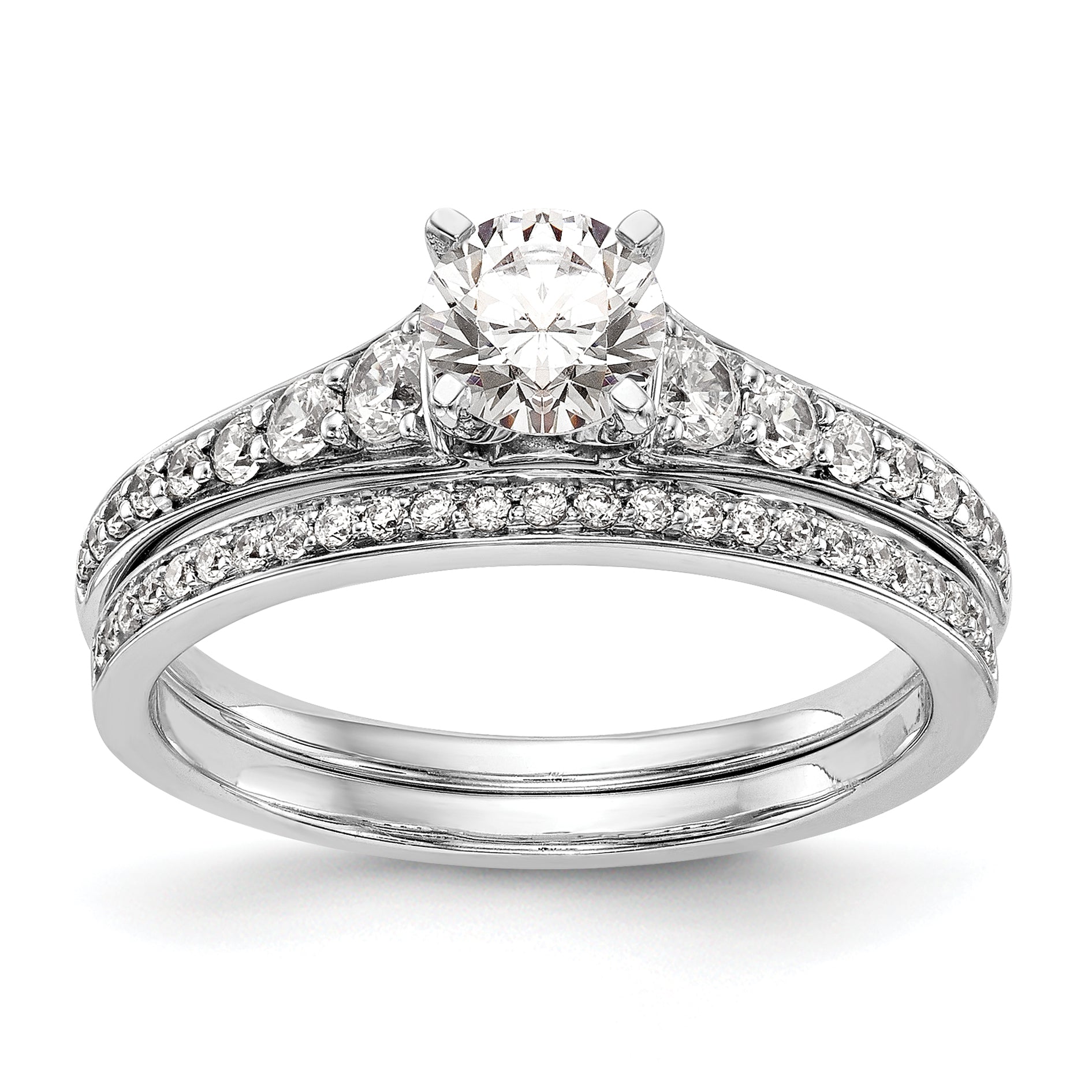 14k White Gold 1/3 carat Lab Grown Diamond VS/SI+ G+ Semi Mount Peg Set Engagement Ring