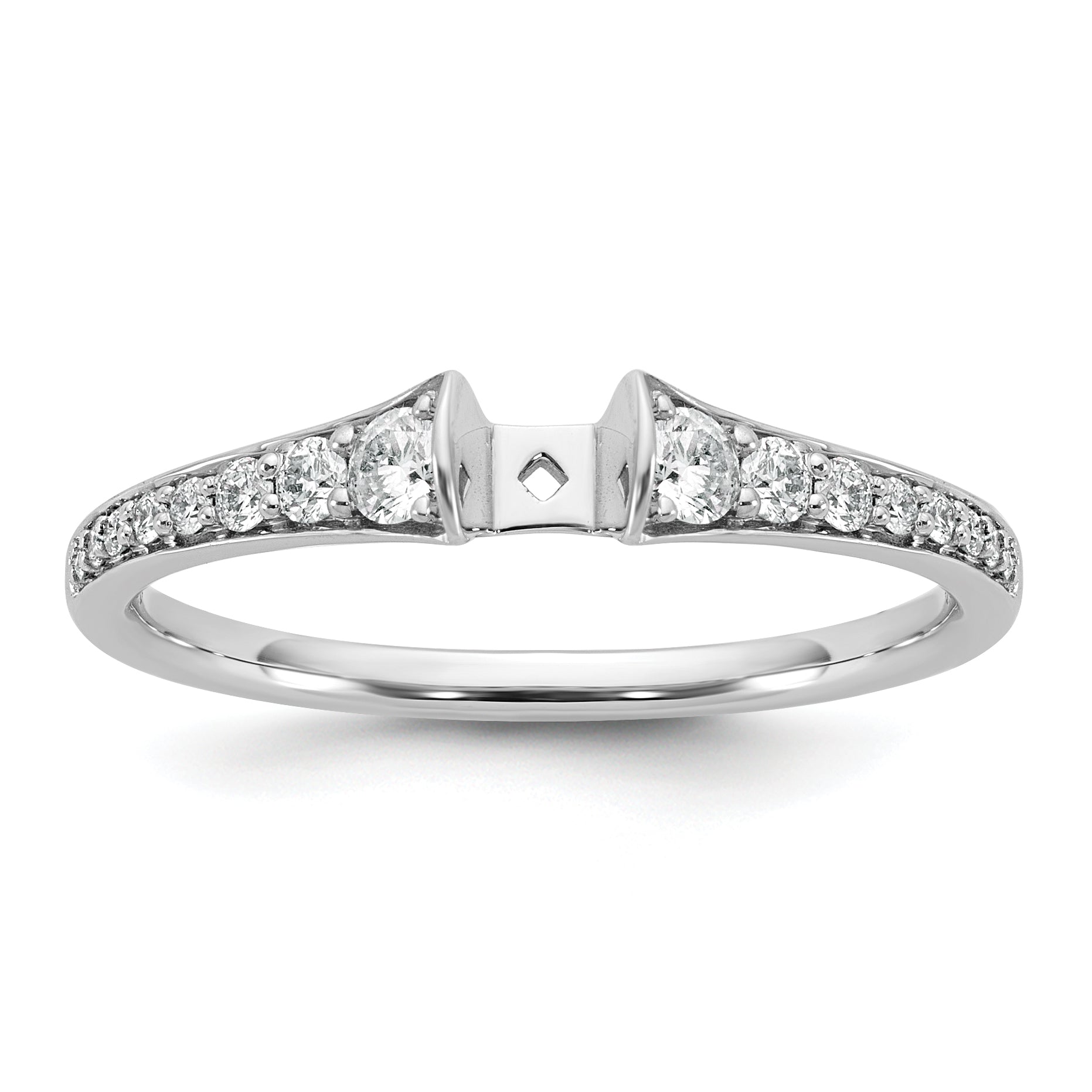 14k White Gold 1/3 carat Lab Grown Diamond VS/SI+ G+ Semi Mount Peg Set Engagement Ring Main image