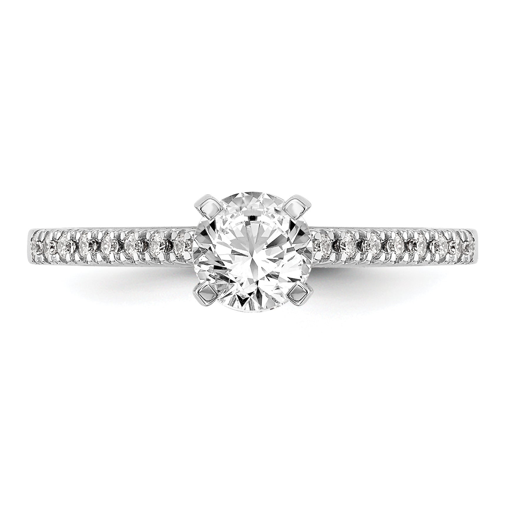 14k White Gold 1/10 carat Lab Grown Diamond VS/SI+ G+ Semi Mount Peg Set Engagement Ring
