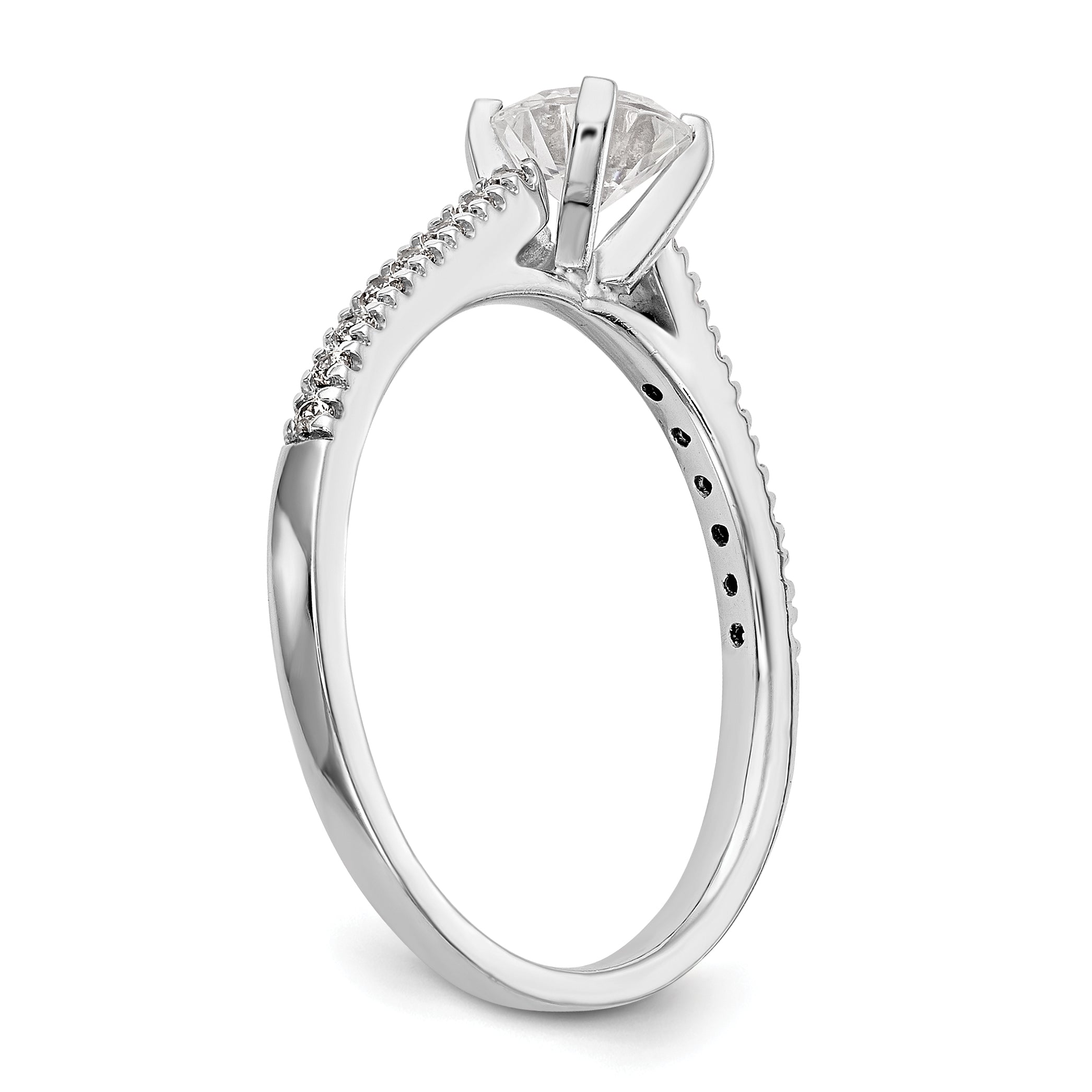 14k White Gold 1/10 carat Lab Grown Diamond VS/SI+ G+ Semi Mount Peg Set Engagement Ring