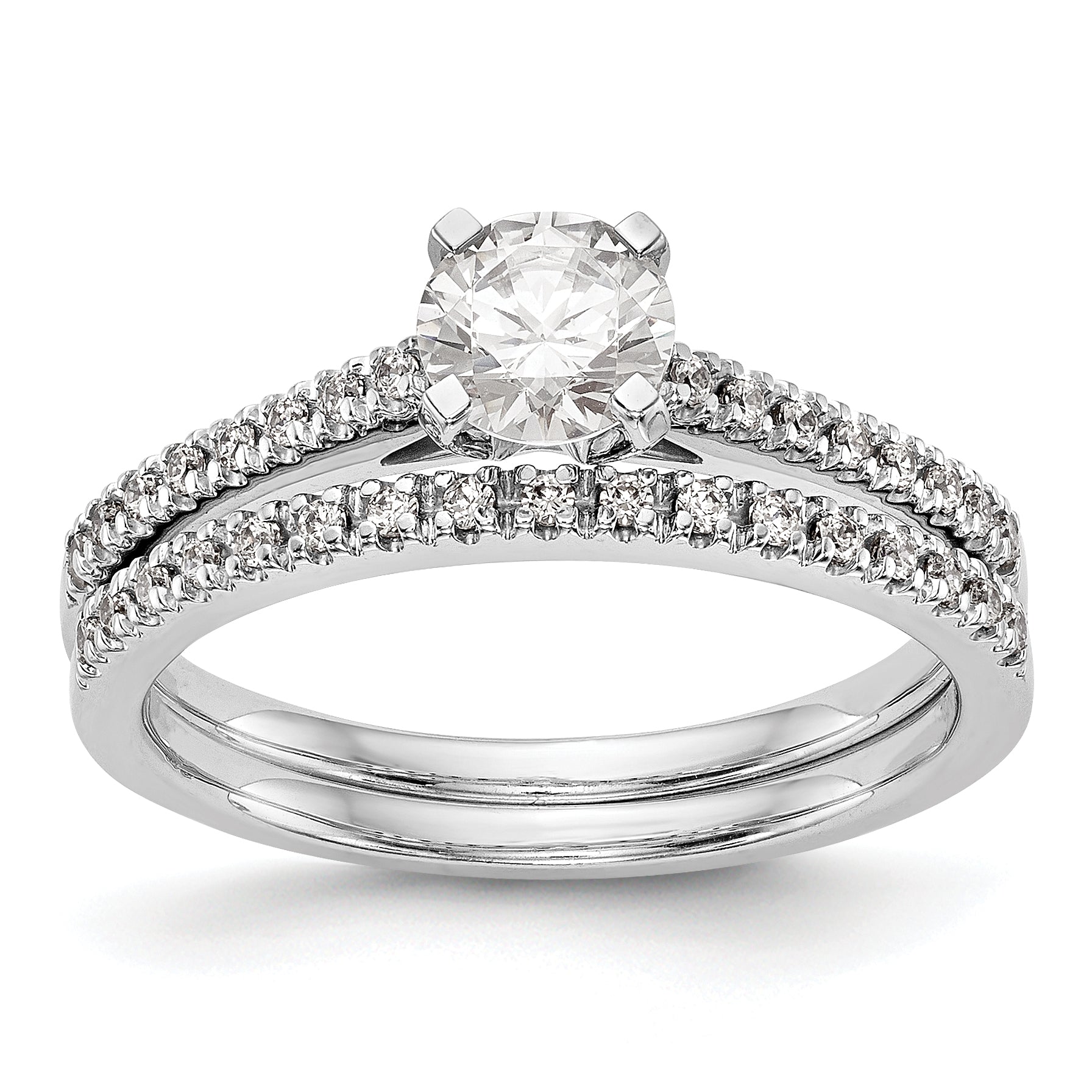 14k White Gold 1/10 carat Lab Grown Diamond VS/SI+ G+ Semi Mount Peg Set Engagement Ring