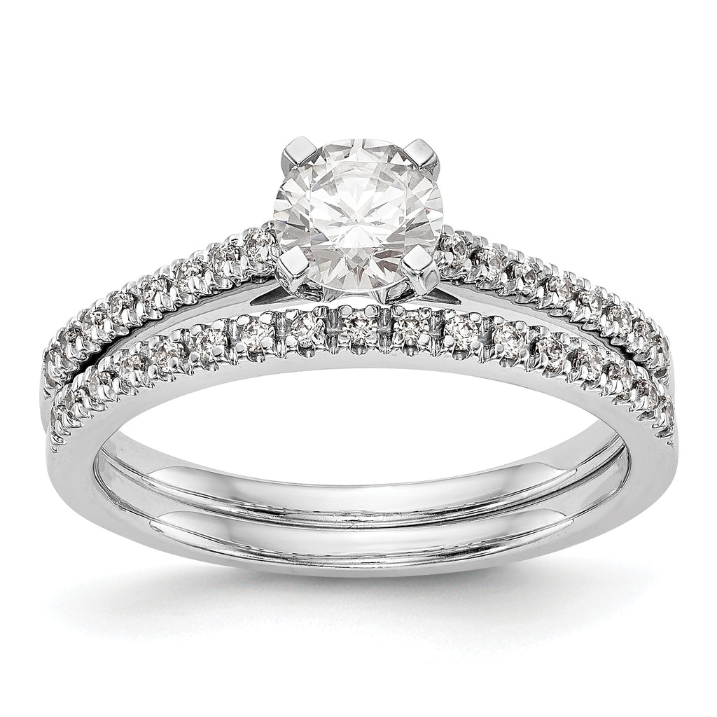 14k White Gold 1/10 carat Lab Grown Diamond VS/SI+ G+ Semi Mount Peg Set Engagement Ring