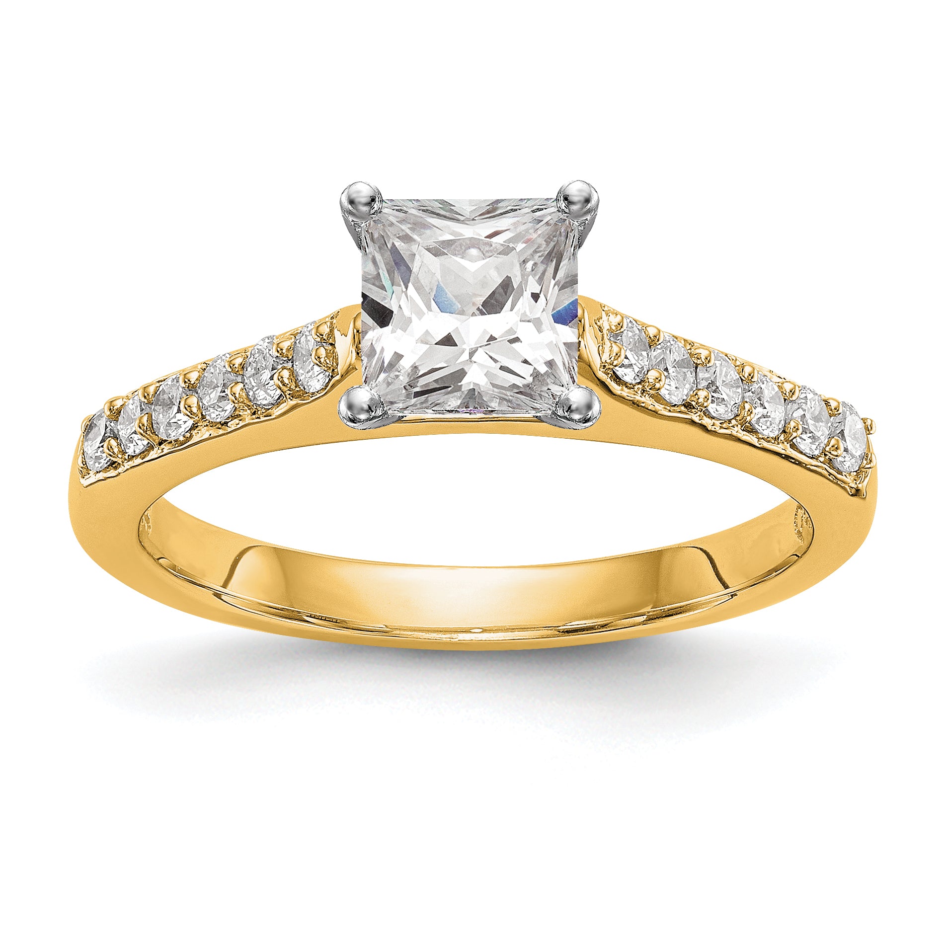 14k Two Tone 1/4 carat Lab Grown Diamond VS/SI+ G+ Semi Mount Peg Set Engagement Ring