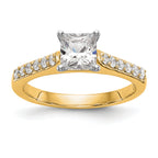14k Two Tone 1/4 carat Lab Grown Diamond VS/SI+ G+ Semi Mount Peg Set Engagement Ring