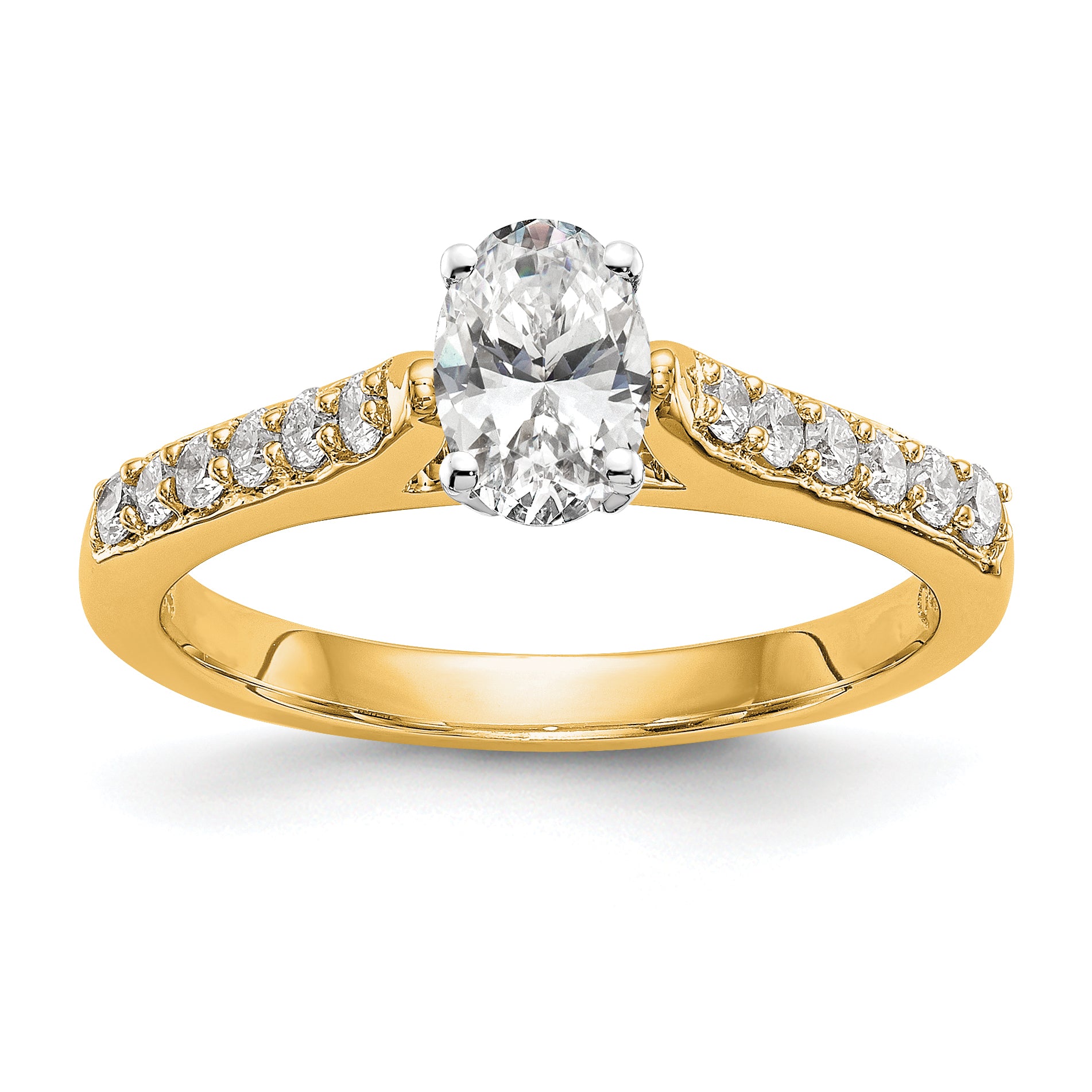 14k Two Tone 1/4 carat Lab Grown Diamond VS/SI+ G+ Semi Mount Peg Set Engagement Ring