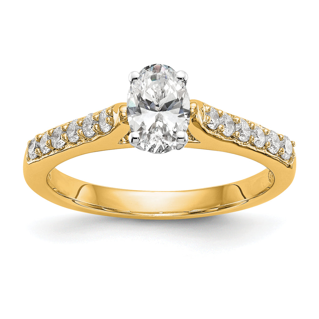 14k Two Tone 1/4 carat Lab Grown Diamond VS/SI+ G+ Semi Mount Peg Set Engagement Ring