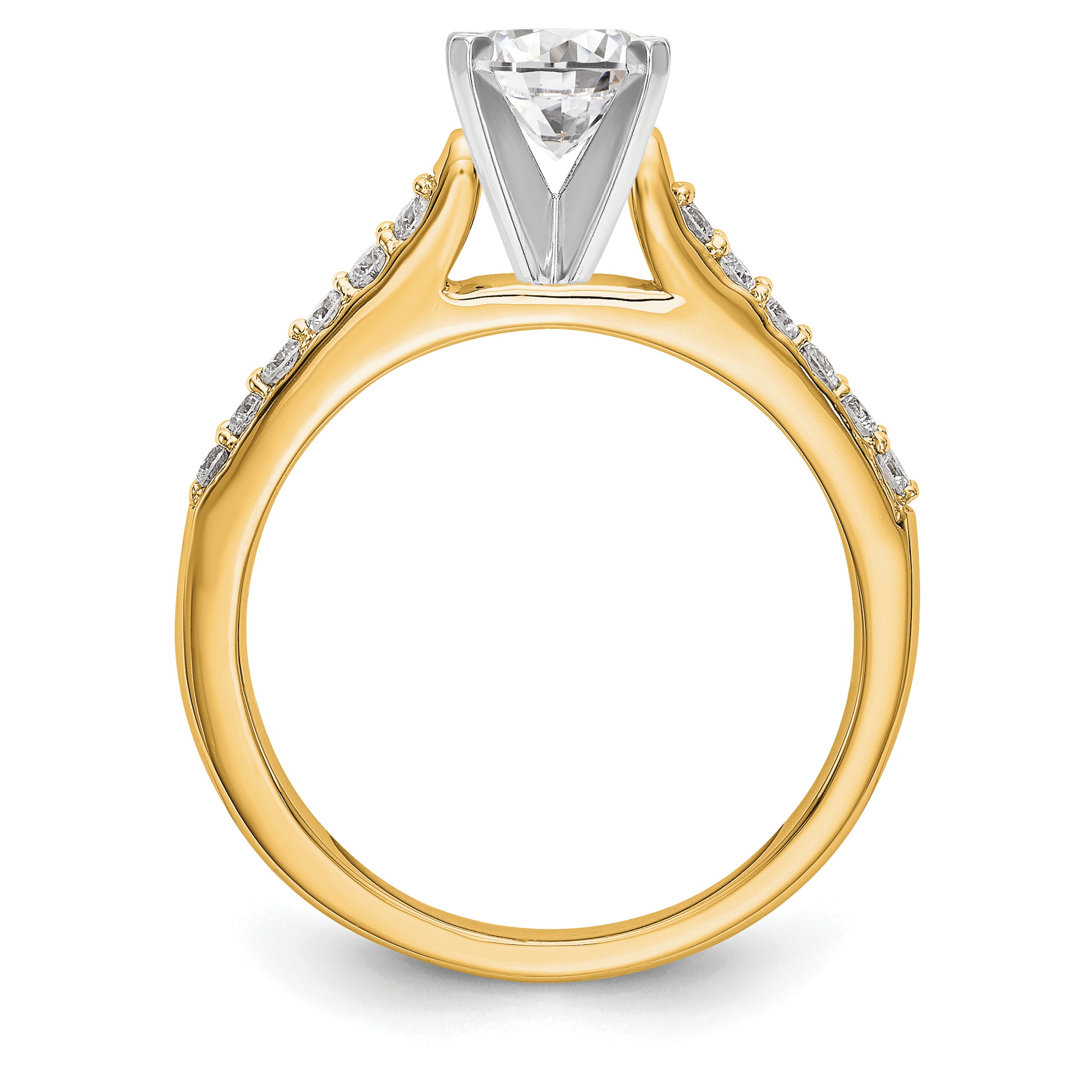 14k Two Tone 1/4 carat Lab Grown Diamond VS/SI+ G+ Semi Mount Peg Set Engagement Ring Secondary image
