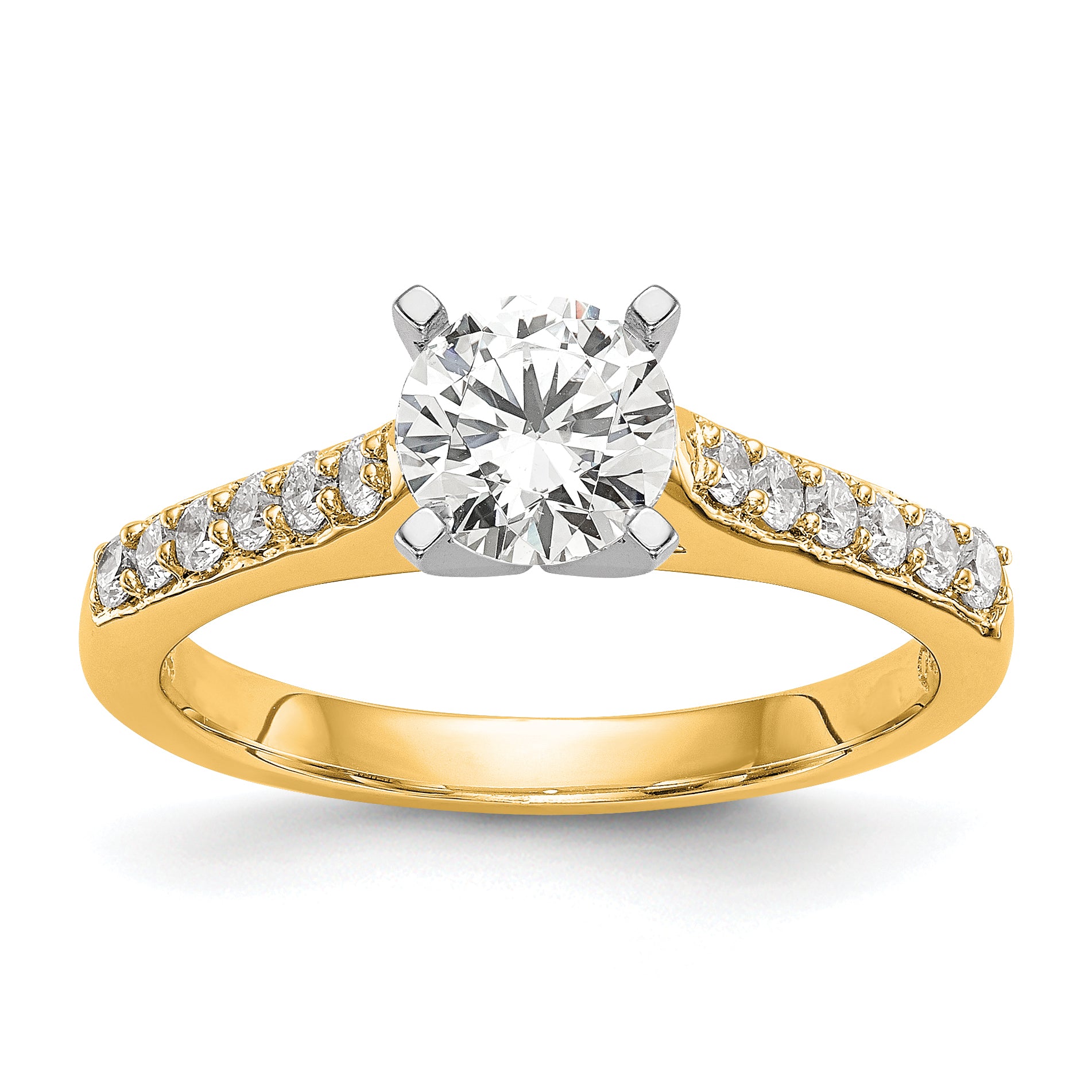 14k Two Tone 1/4 carat Lab Grown Diamond VS/SI+ G+ Semi Mount Peg Set Engagement Ring Main image