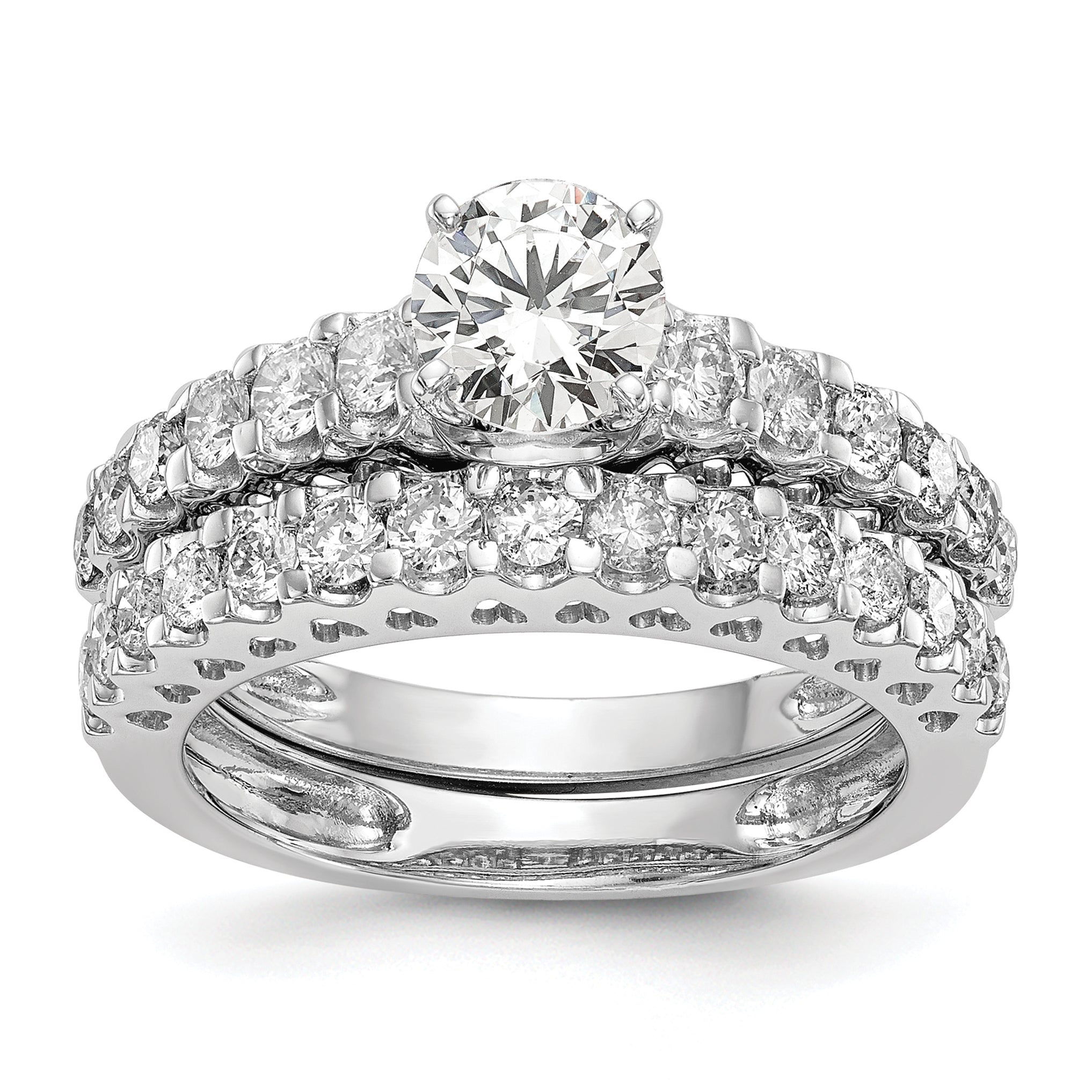 14k White Gold 1/2 carat Lab Grown Diamond VS/SI+ G+ Semi Mount Peg Set Engagement Ring
