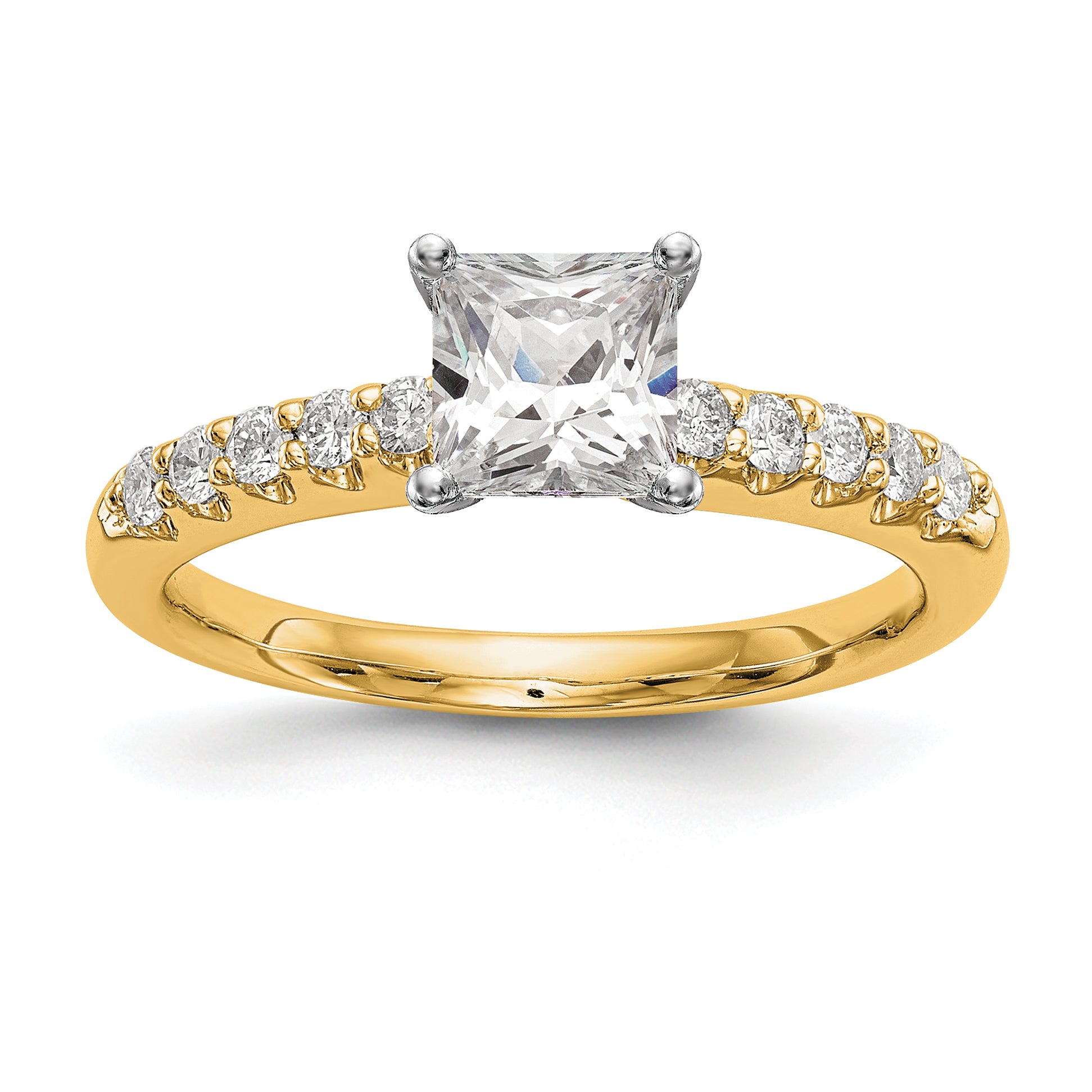 14k Two Tone 1/4 carat Lab Grown Diamond VS/SI+ G+ Semi Mount Peg Set Engagement Ring
