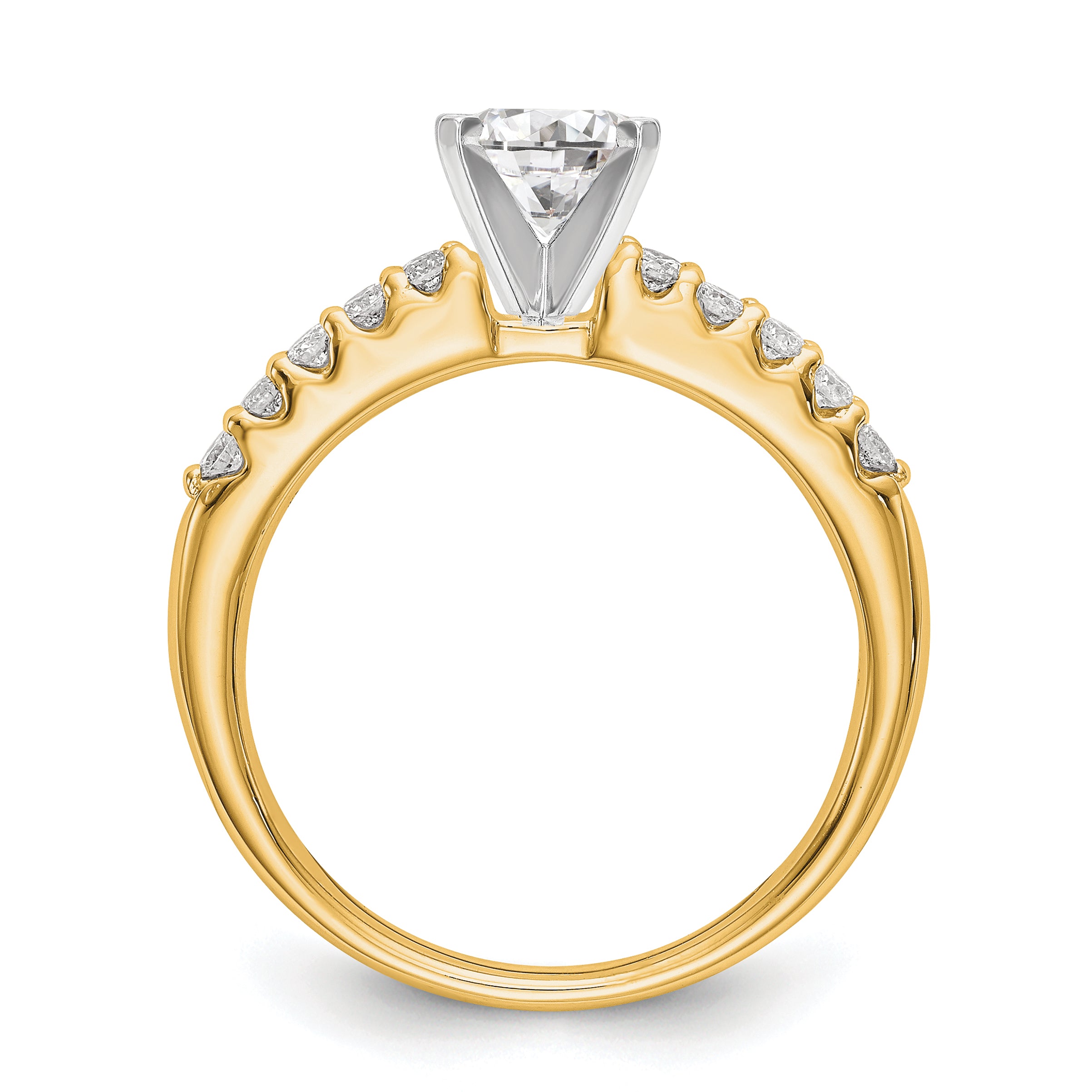 14k Two Tone 1/4 carat Lab Grown Diamond VS/SI+ G+ Semi Mount Peg Set Engagement Ring
