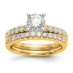 14k Two Tone 1/4 carat Lab Grown Diamond VS/SI+ G+ Semi Mount Peg Set Engagement Ring