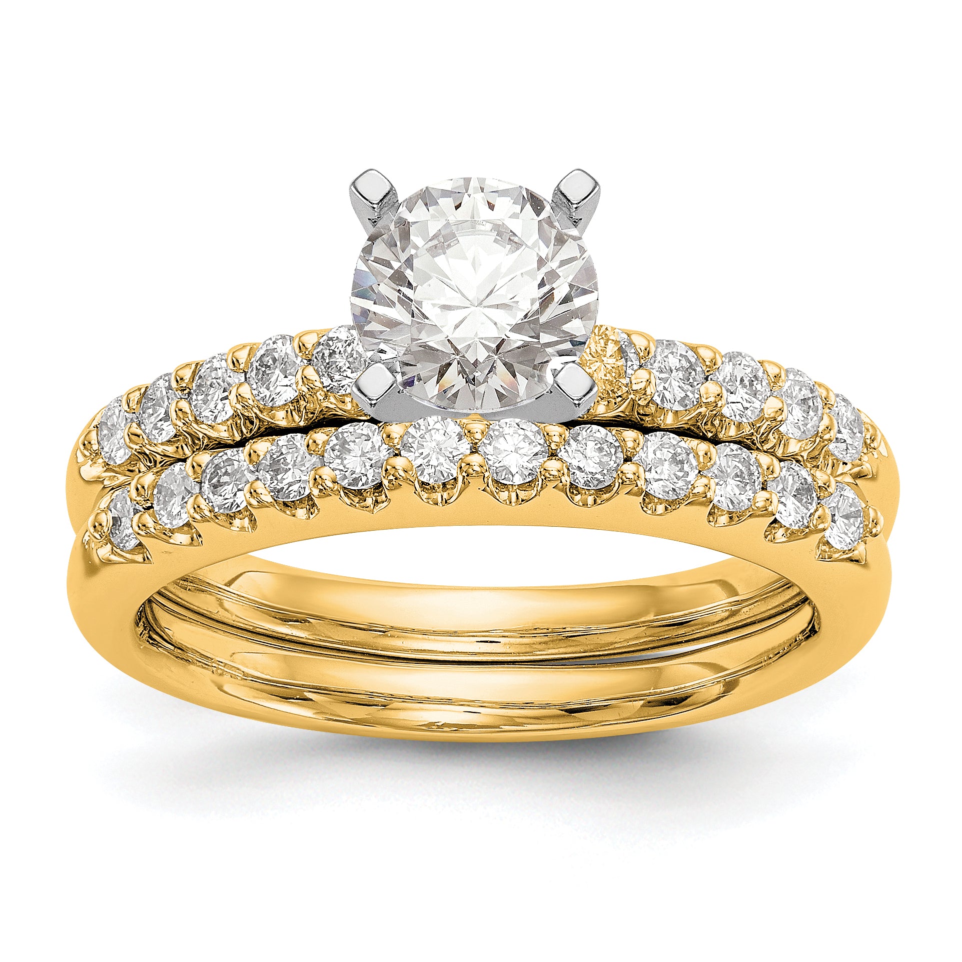 14k Two Tone 1/4 carat Lab Grown Diamond VS/SI+ G+ Semi Mount Peg Set Engagement Ring