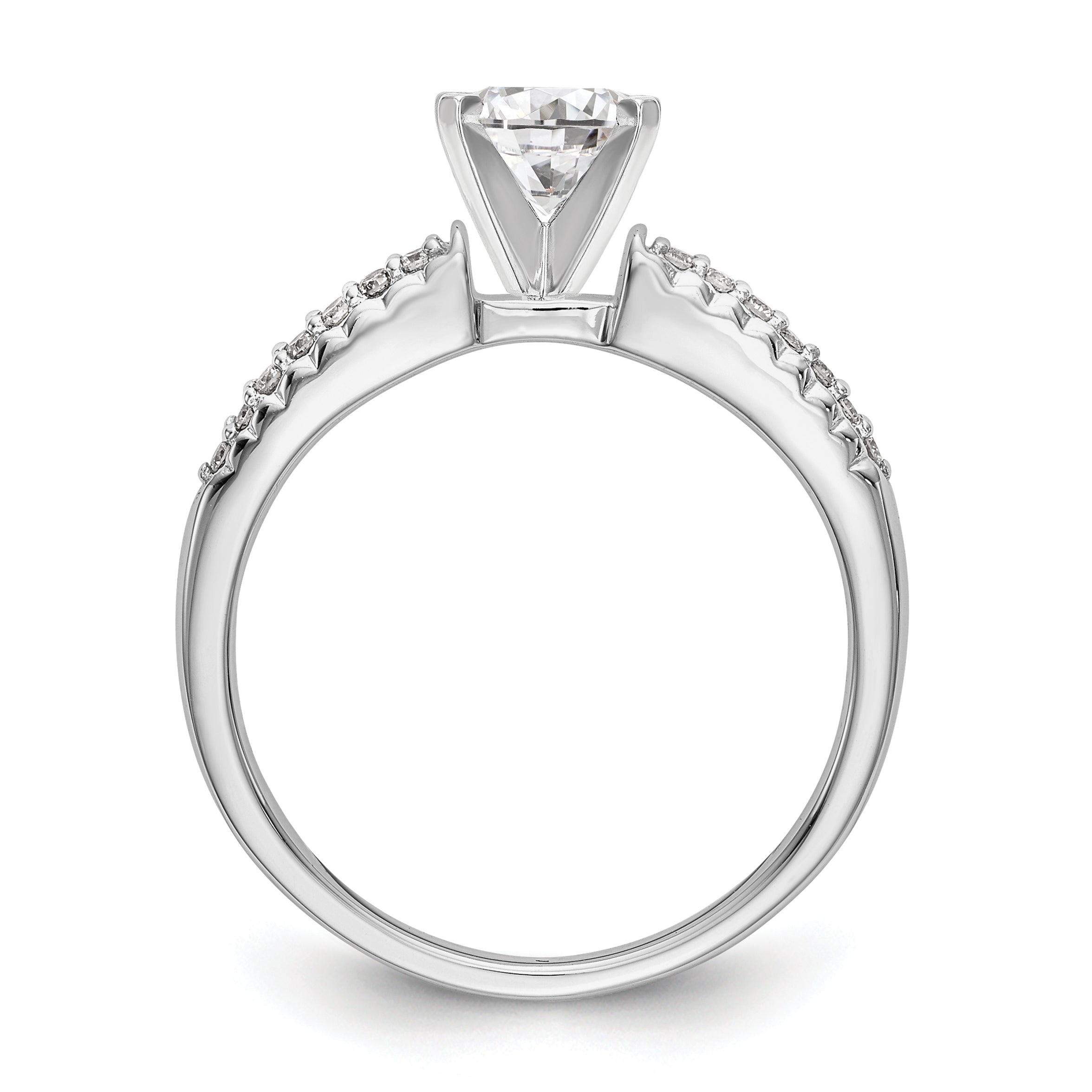 14K White Gold Peg Set 1/10 carat Diamond Semi-mount Engagement Ring Secondary image