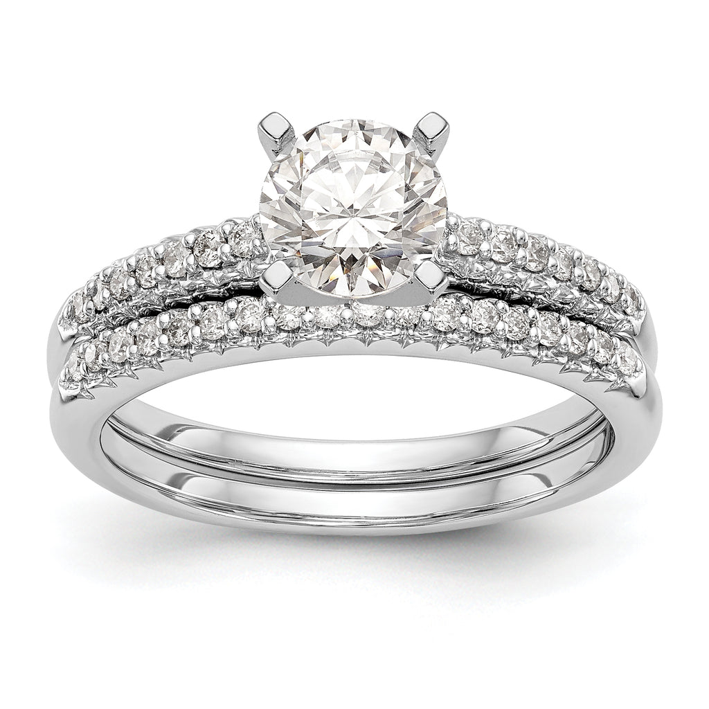 14K White Gold Peg Set 1/10 carat Diamond Semi-mount Engagement Ring