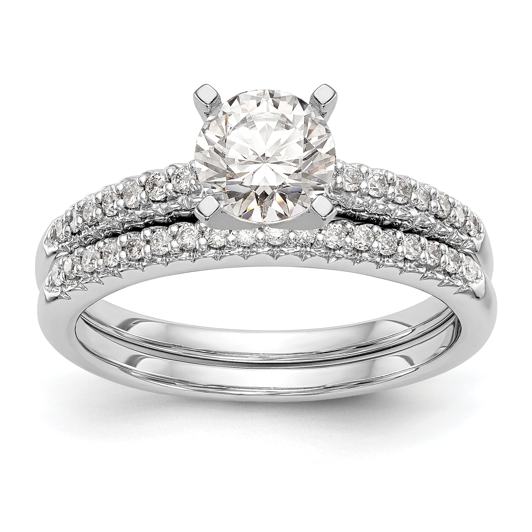 14K White Gold Peg Set 1/10 carat Diamond Semi-mount Engagement Ring