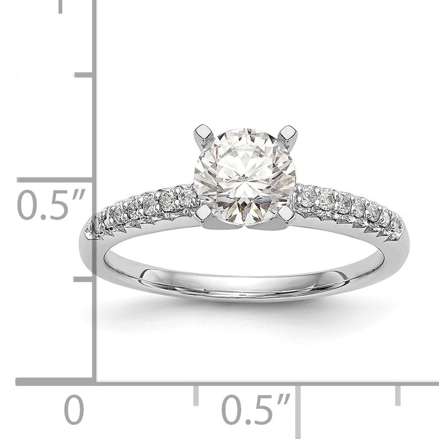 14K White Gold Peg Set 1/10 carat Diamond Semi-mount Engagement Ring