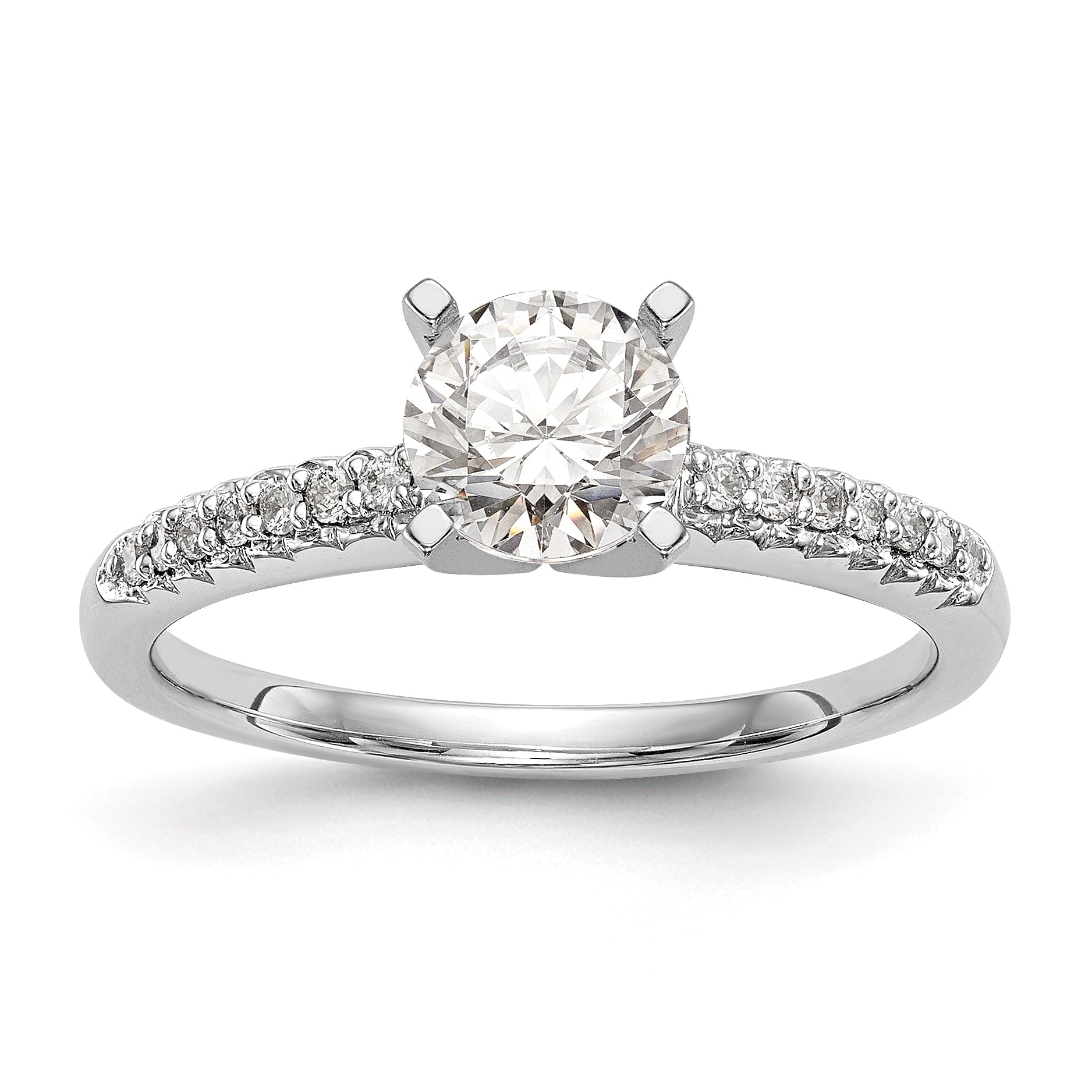 14K White Gold Peg Set 1/10 carat Diamond Semi-mount Engagement Ring Main image
