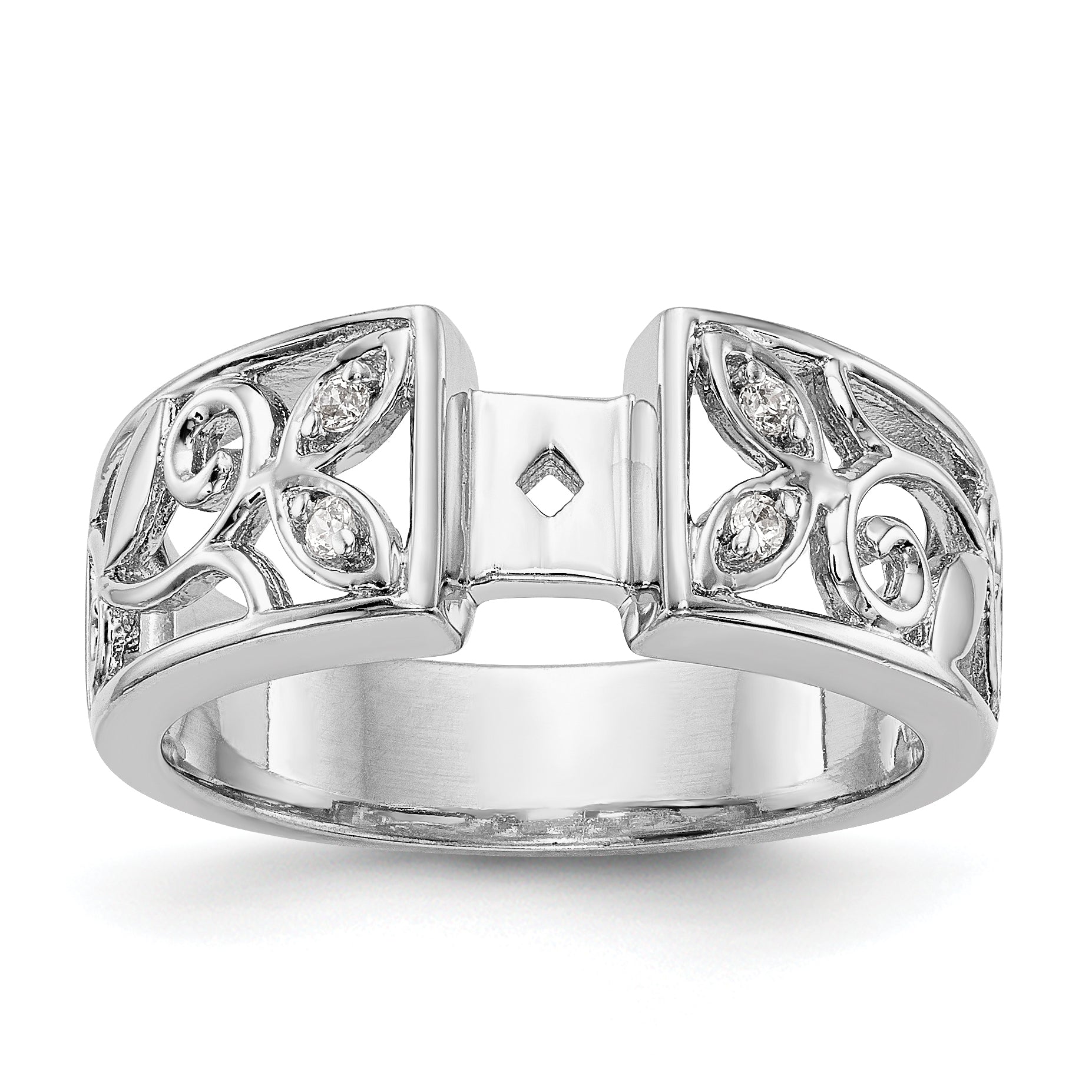 14k White Gold 1/20 carat Lab Grown Diamond VS/SI+ G+ Semi-Mount Pet Set Engagement Ring