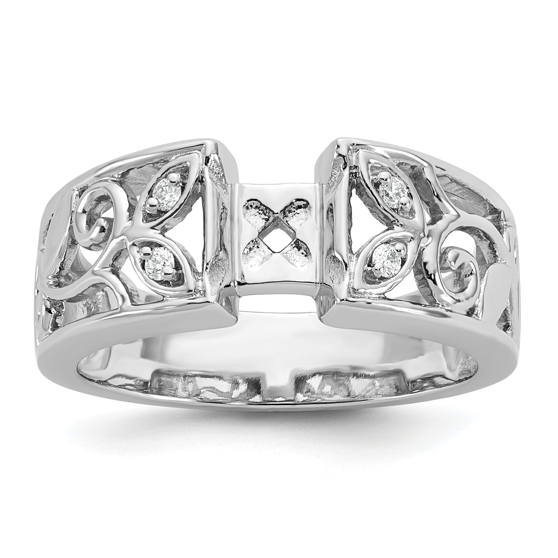 14k White Gold 1/20 carat Lab Grown Diamond VS/SI+ G+ Semi-Mount Pet Set Engagement Ring Main image