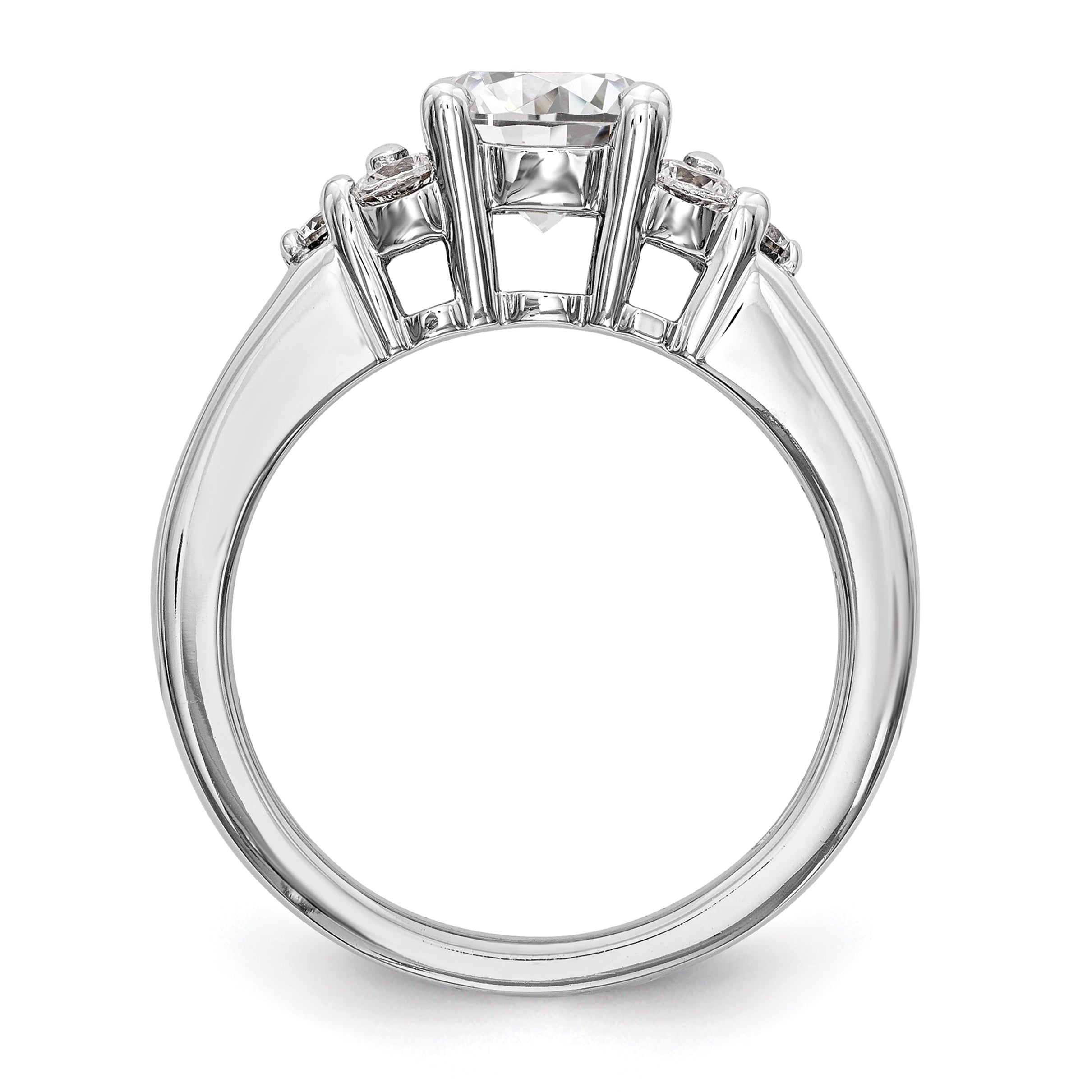 14k White Gold 3/4 carat Lab Grown Diamond VS/SI+ G+ 1 1/4 carat Center Round Semi Mount Channel Set Shared Prong Engagement Ring