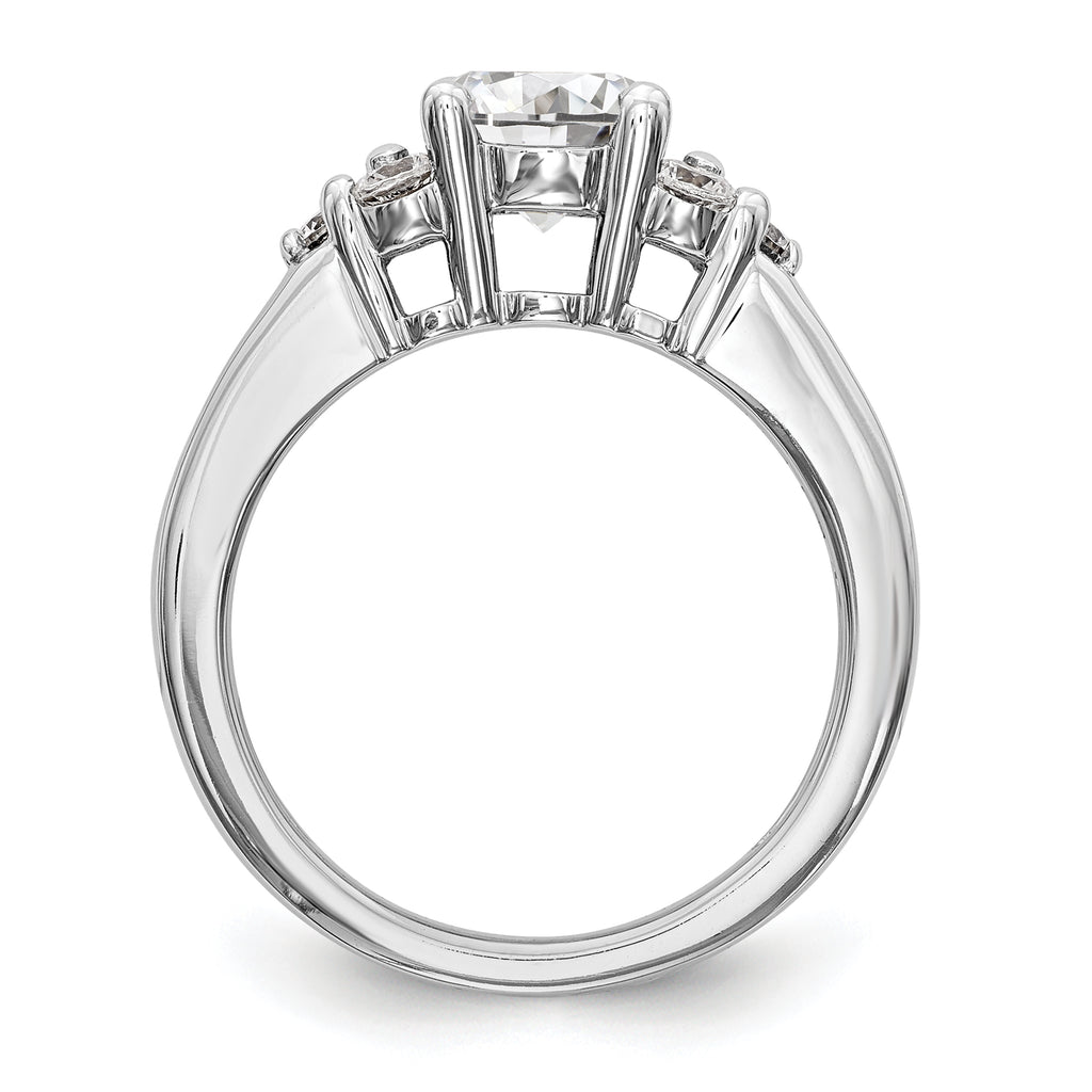 14k White Gold 3/4 carat Lab Grown Diamond VS/SI+ G+ 1 1/4 carat Center Round Semi Mount Channel Set Shared Prong Engagement Ring