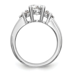 14k White Gold 3/4 carat Lab Grown Diamond VS/SI+ G+ 1 1/4 carat Center Round Semi Mount Channel Set Shared Prong Engagement Ring