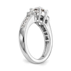 14k White Gold 3/4 carat Lab Grown Diamond VS/SI+ G+ 1 1/4 carat Center Round Semi Mount Channel Set Shared Prong Engagement Ring