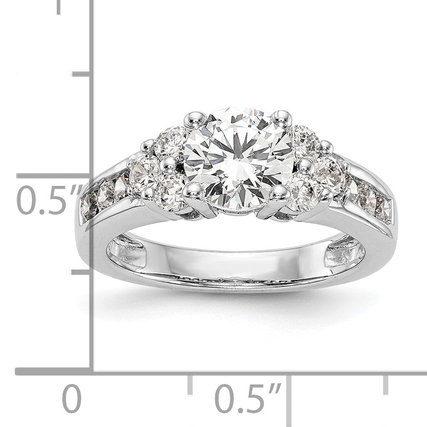 14k White Gold 3/4 carat Lab Grown Diamond VS/SI+ G+ 1 1/4 carat Center Round Semi Mount Channel Set Shared Prong Engagement Ring