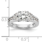 14k White Gold 3/4 carat Lab Grown Diamond VS/SI+ G+ 1 1/4 carat Center Round Semi Mount Channel Set Shared Prong Engagement Ring