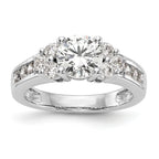 14k White Gold 3/4 carat Lab Grown Diamond VS/SI+ G+ 1 1/4 carat Center Round Semi Mount Channel Set Shared Prong Engagement Ring