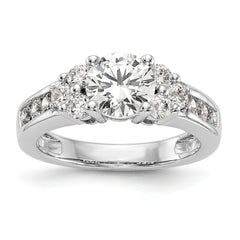14k White Gold 3/4 carat Lab Grown Diamond VS/SI+ G+ 1 1/4 carat Center Round Semi Mount Channel Set Shared Prong Engagement Ring