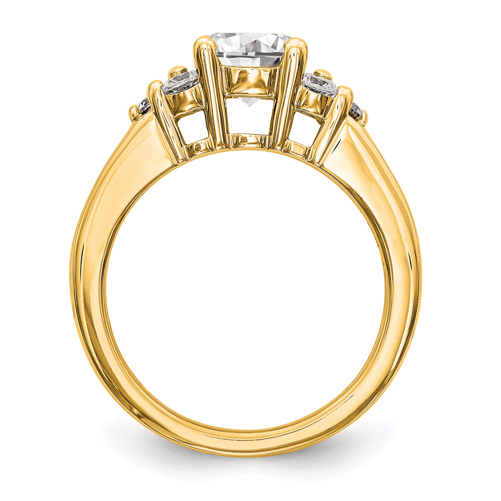 14k 3/4 carat Lab Grown Diamond VS/SI+ G+ 1 1/4 carat Center Round Semi Mount Channel Set Shared Prong Engagement Ring