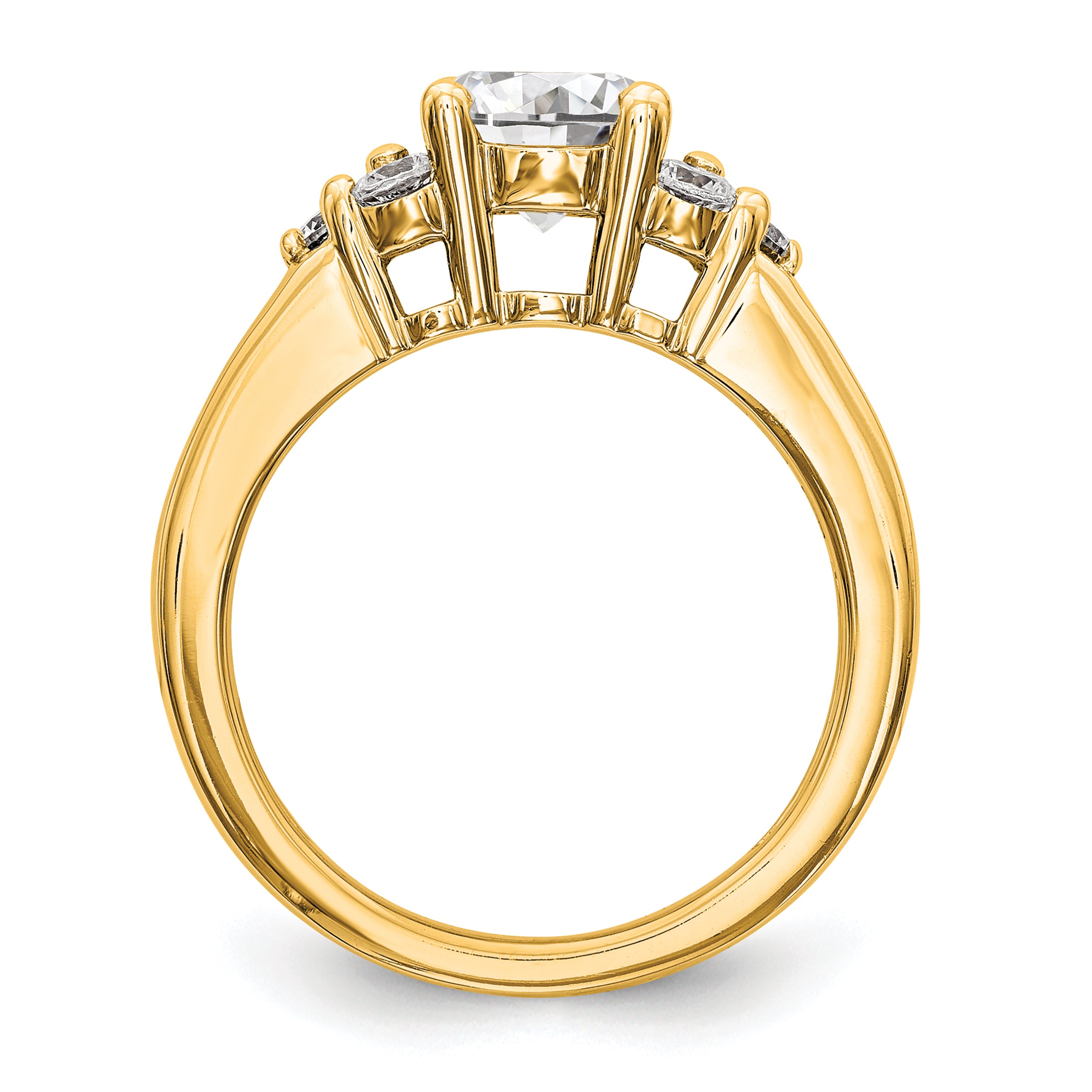 14k 3/4 carat Lab Grown Diamond VS/SI+ G+ 1 1/4 carat Center Round Semi Mount Channel Set Shared Prong Engagement Ring