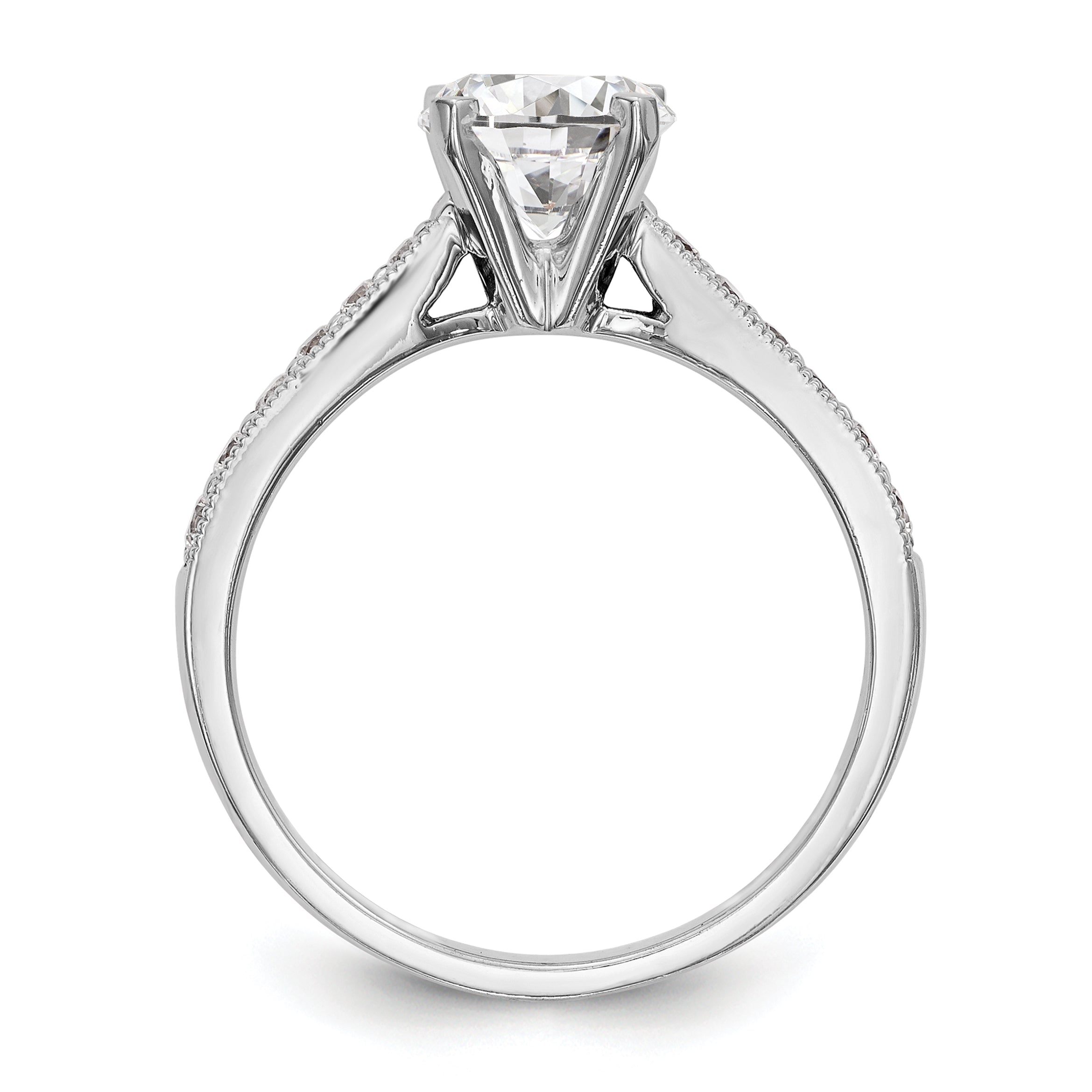 14k White Gold 1/4 carat Lab Grown Diamond VS/SI+ G+ 1 carat Center Round Semi Mount Engagement Ring Secondary image