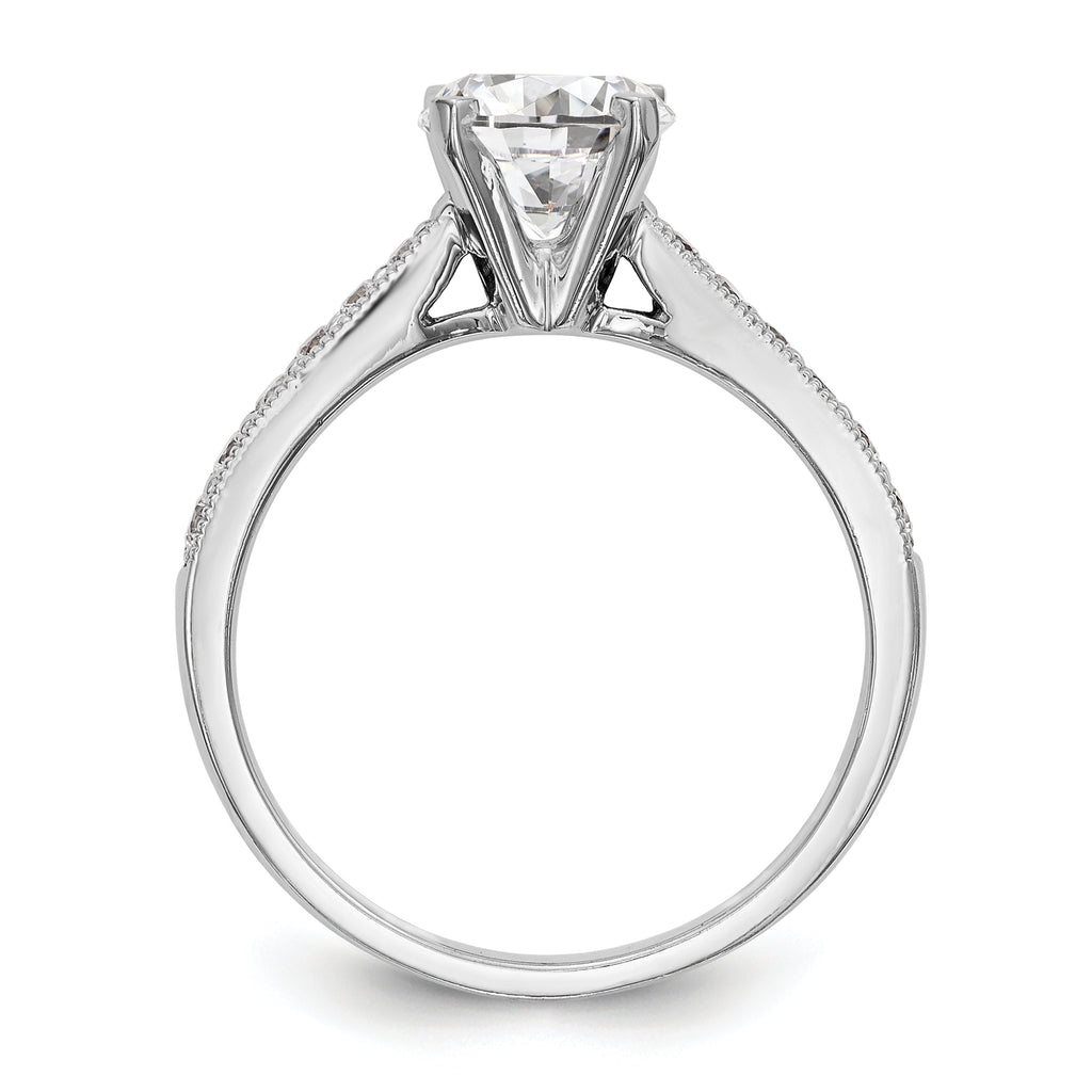 14k White Gold 1/4 carat Lab Grown Diamond VS/SI+ G+ 1 carat Center Round Semi Mount Engagement Ring