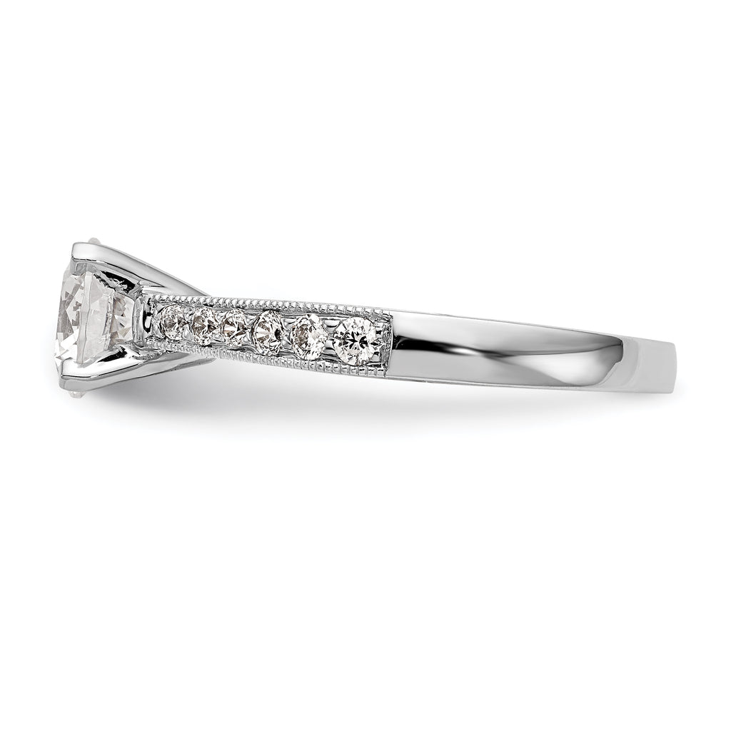 14k White Gold 1/4 carat Lab Grown Diamond VS/SI+ G+ 1 carat Center Round Semi Mount Engagement Ring