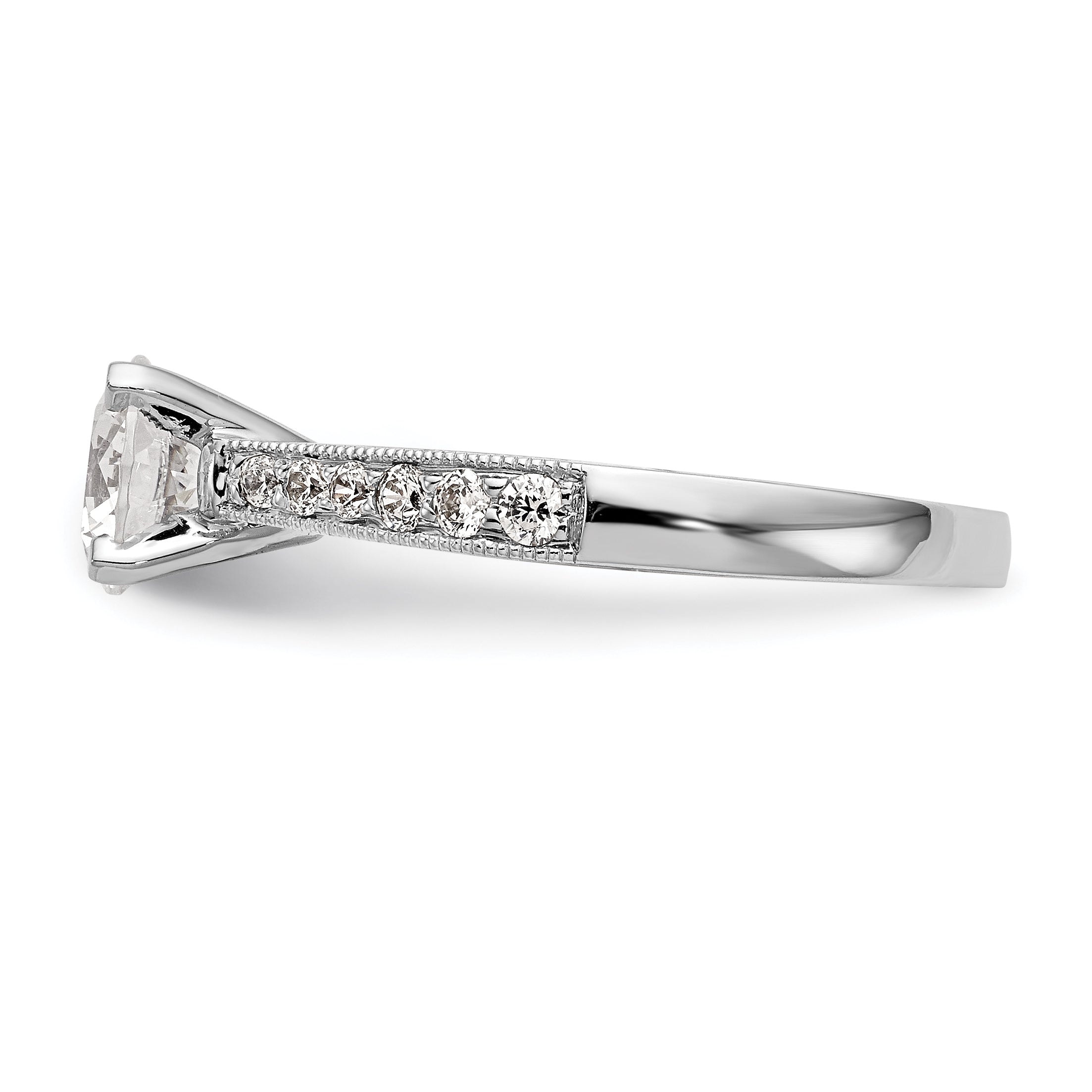 14k White Gold 1/4 carat Lab Grown Diamond VS/SI+ G+ 1 carat Center Round Semi Mount Engagement Ring