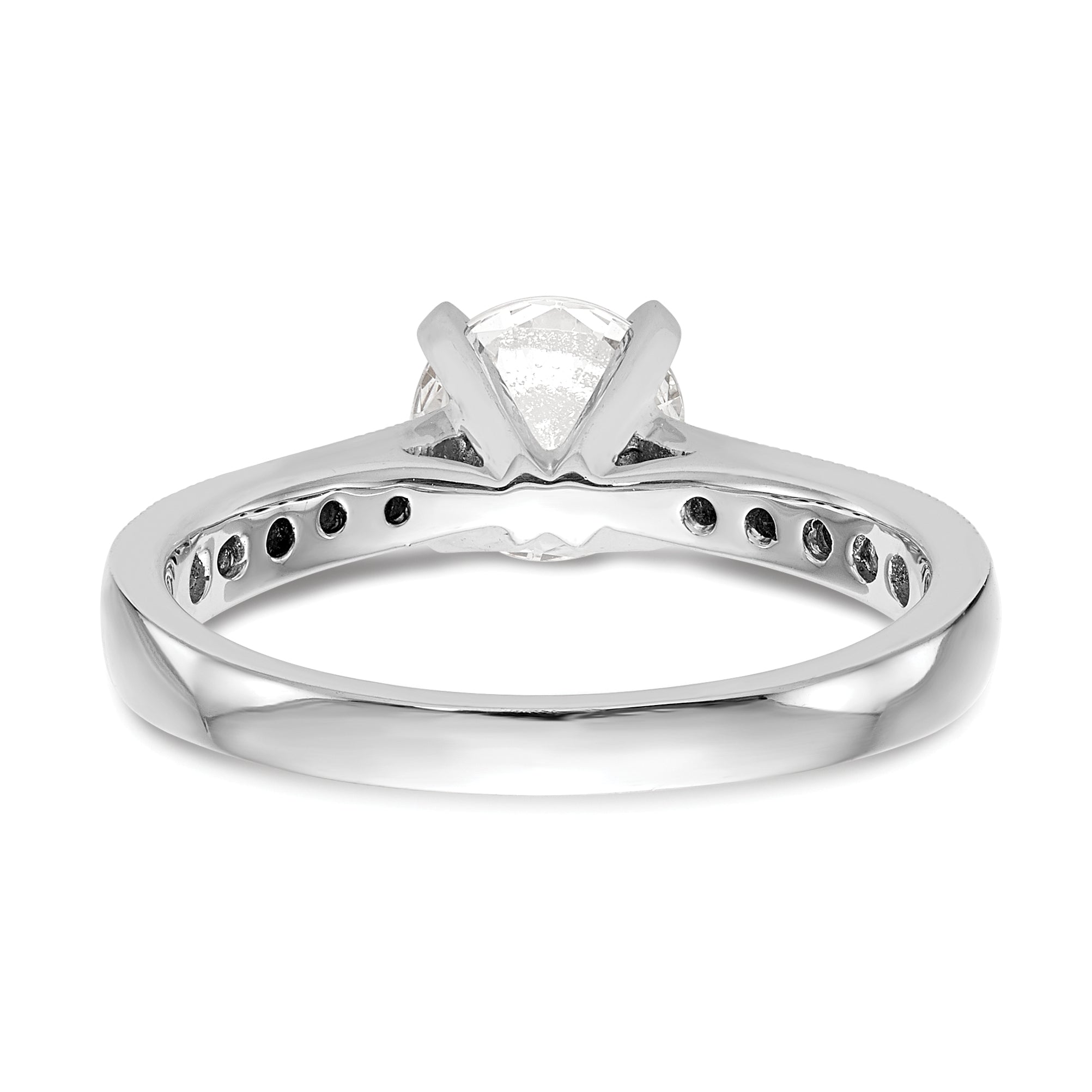 14k White Gold 1/4 carat Lab Grown Diamond VS/SI+ G+ 1 carat Center Round Semi Mount Engagement Ring