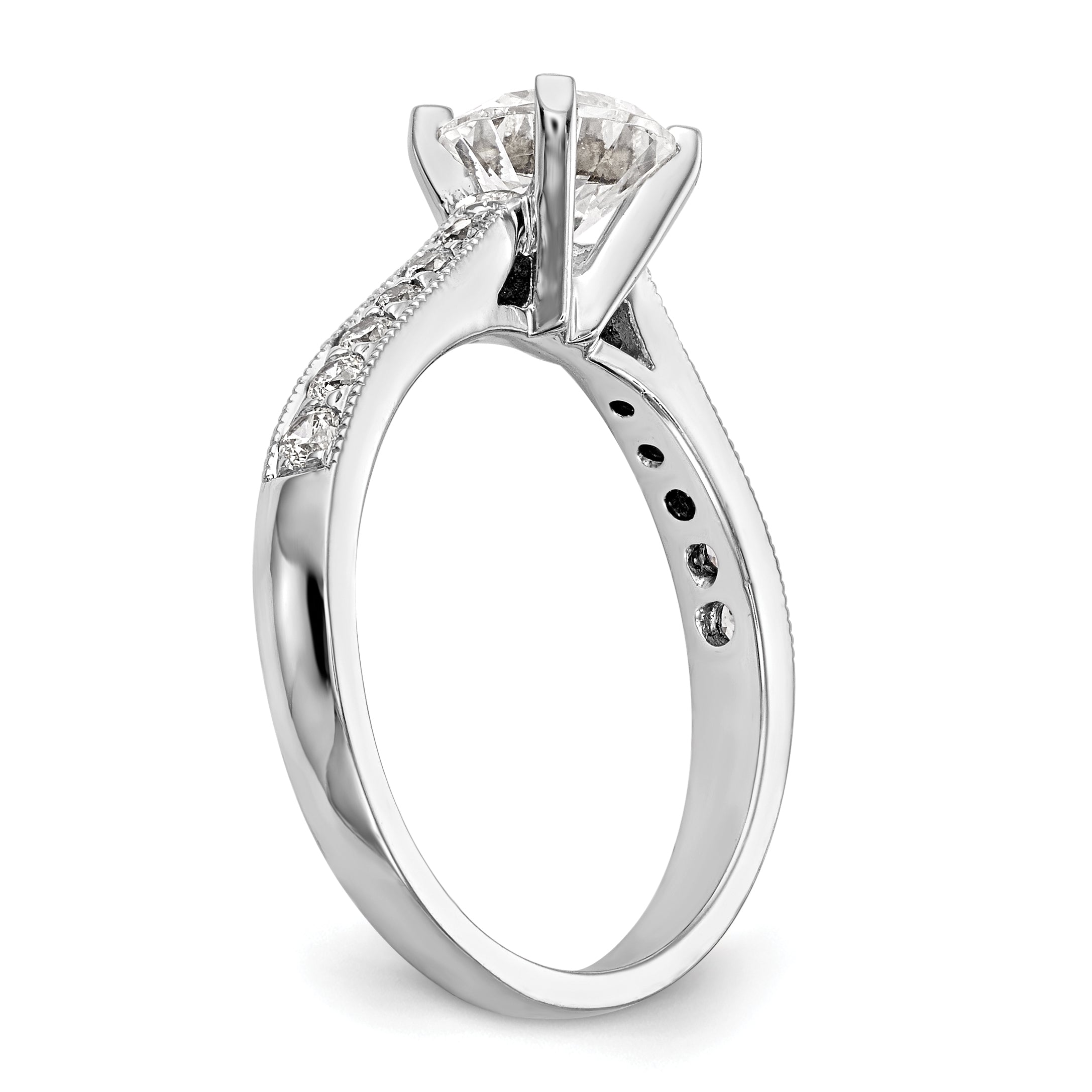 14k White Gold 1/4 carat Lab Grown Diamond VS/SI+ G+ 1 carat Center Round Semi Mount Engagement Ring