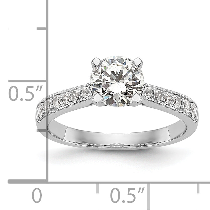 14k White Gold 1/4 carat Lab Grown Diamond VS/SI+ G+ 1 carat Center Round Semi Mount Engagement Ring