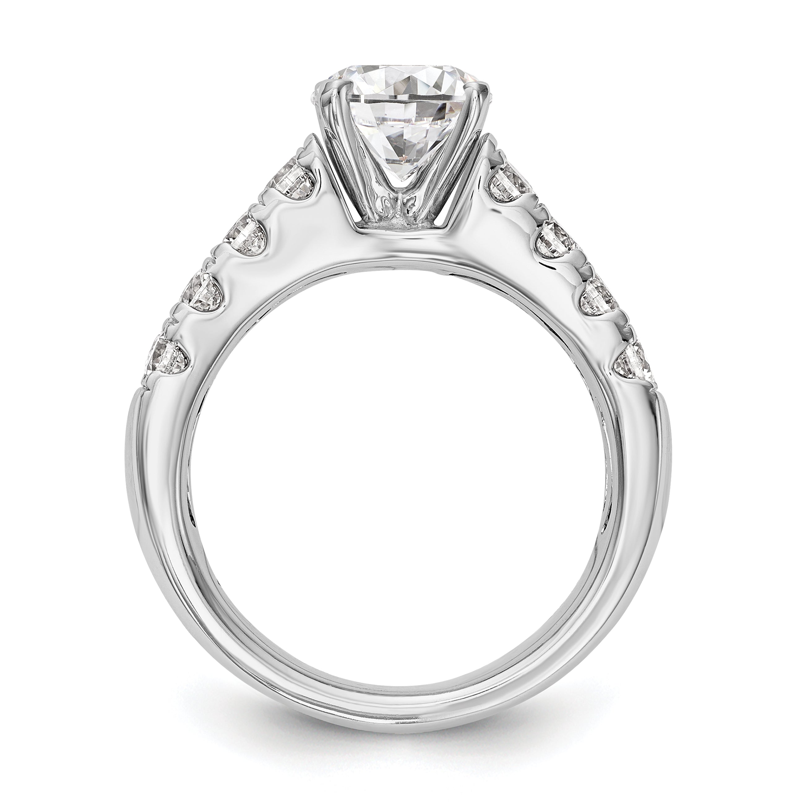 14k White Gold 1 3/8 carat Lab Grown Diamond VS/SI+ G+ Semi-Mount Peg Set Engagement Ring