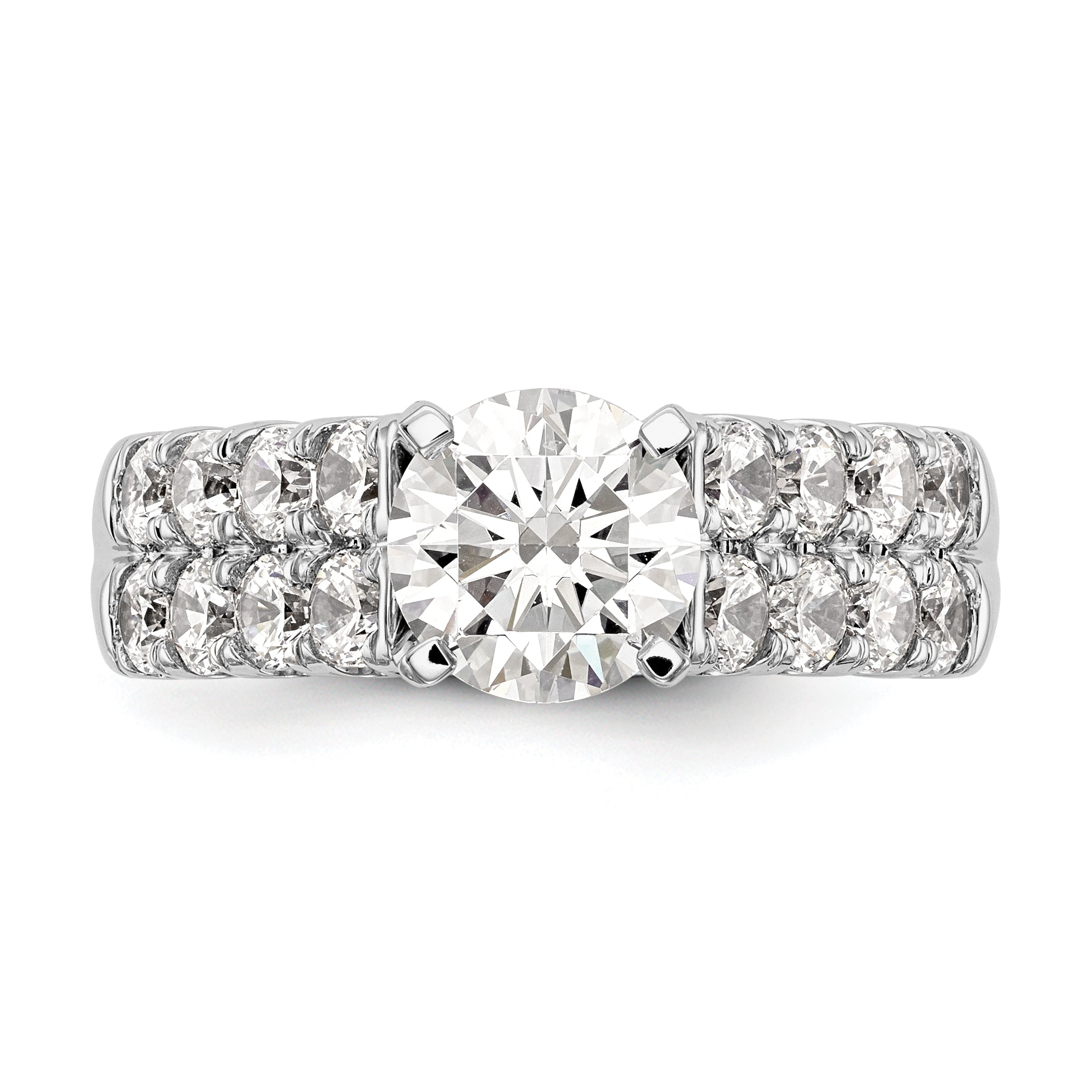 14k White Gold 1 3/8 carat Lab Grown Diamond VS/SI+ G+ Semi-Mount Peg Set Engagement Ring