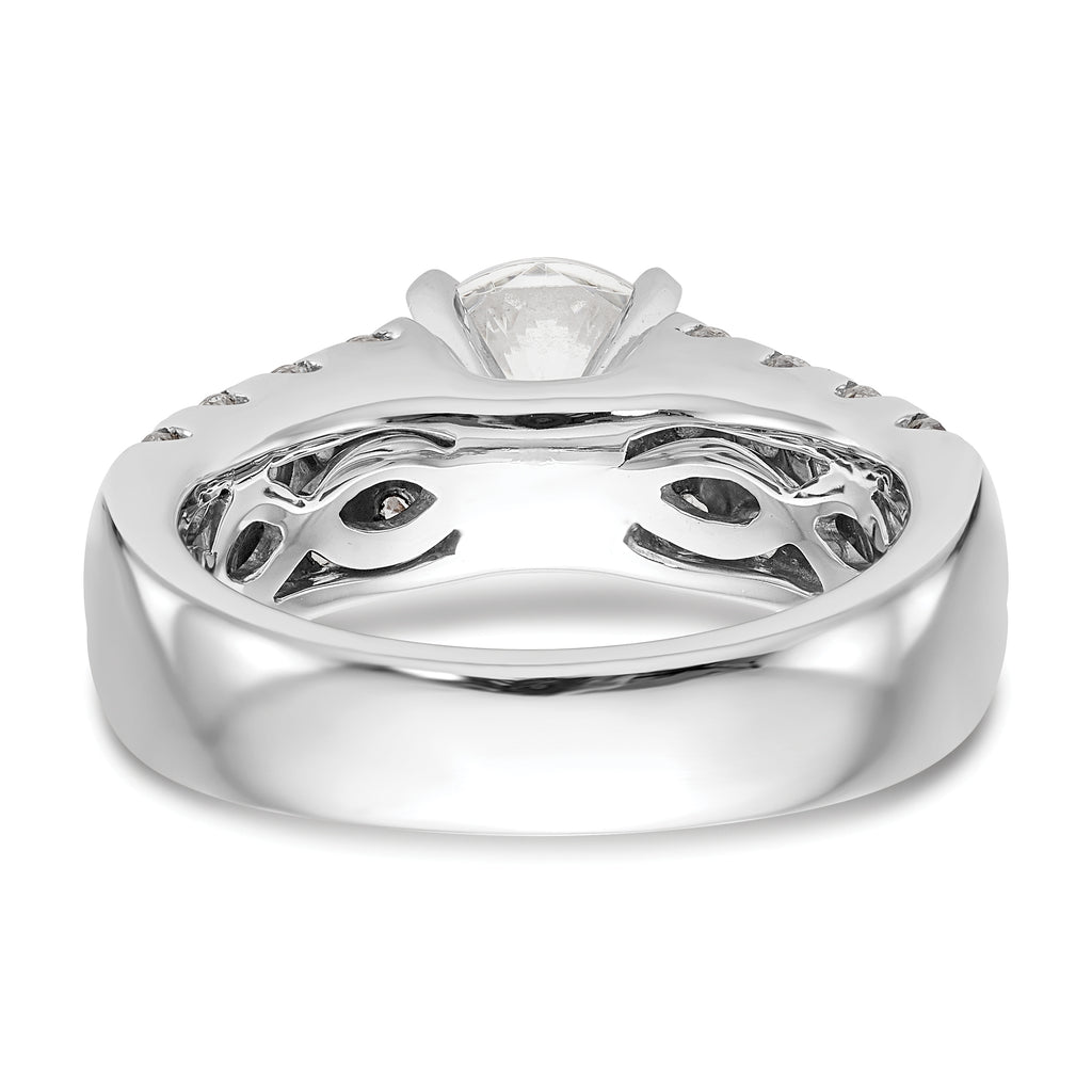 14k White Gold 1 3/8 carat Lab Grown Diamond VS/SI+ G+ Semi-Mount Peg Set Engagement Ring
